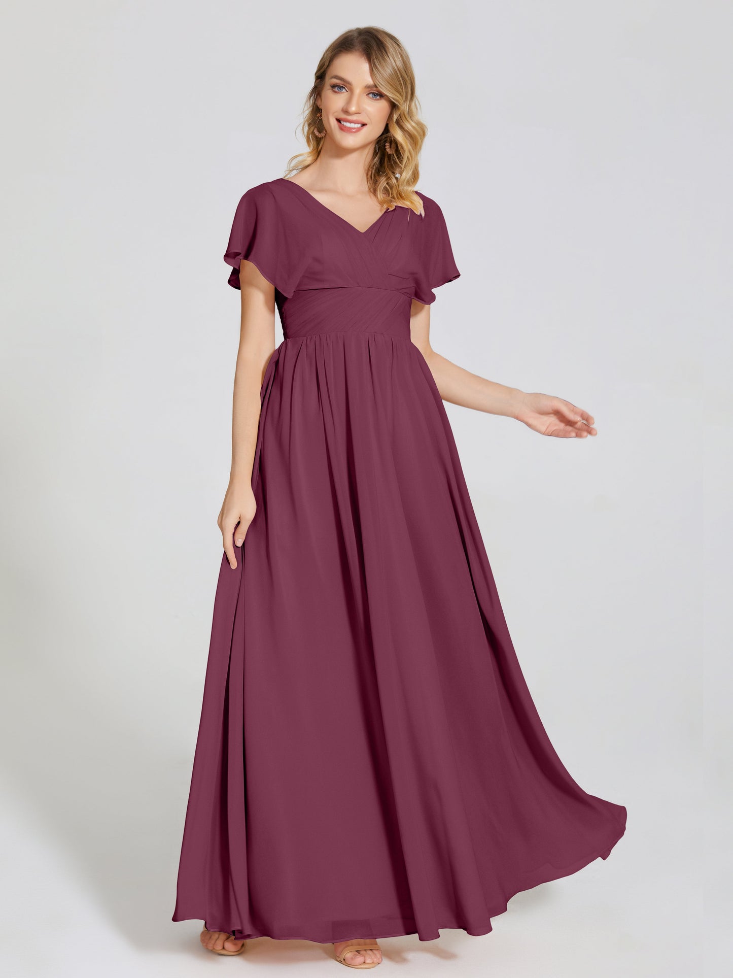Malia Sleeves Bridesmaid Dress With Empire Waist