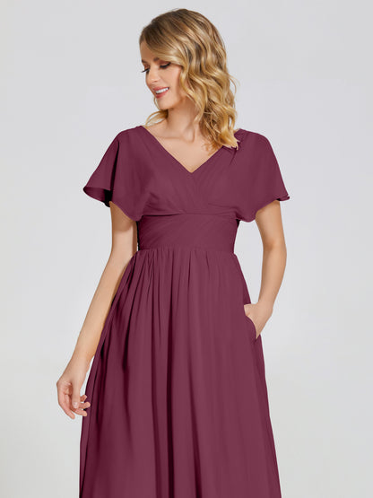 Malia Sleeves Bridesmaid Dress With Empire Waist