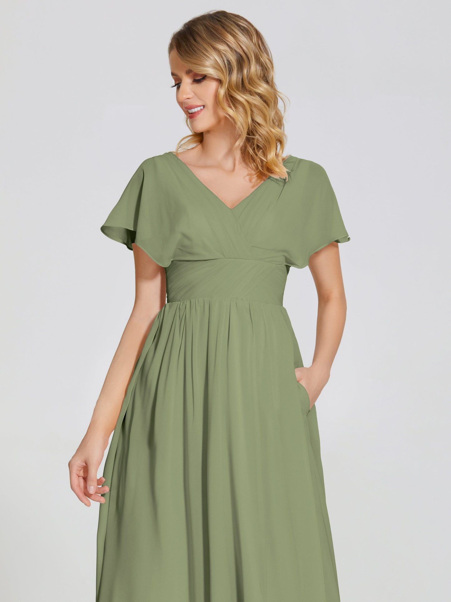 Malia Sleeves Bridesmaid Dress With Empire Waist