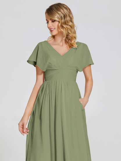 Malia Sleeves Bridesmaid Dress With Empire Waist