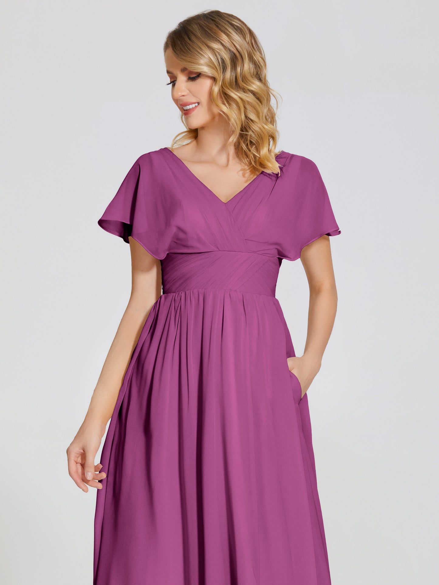 Malia Sleeves Bridesmaid Dress With Empire Waist