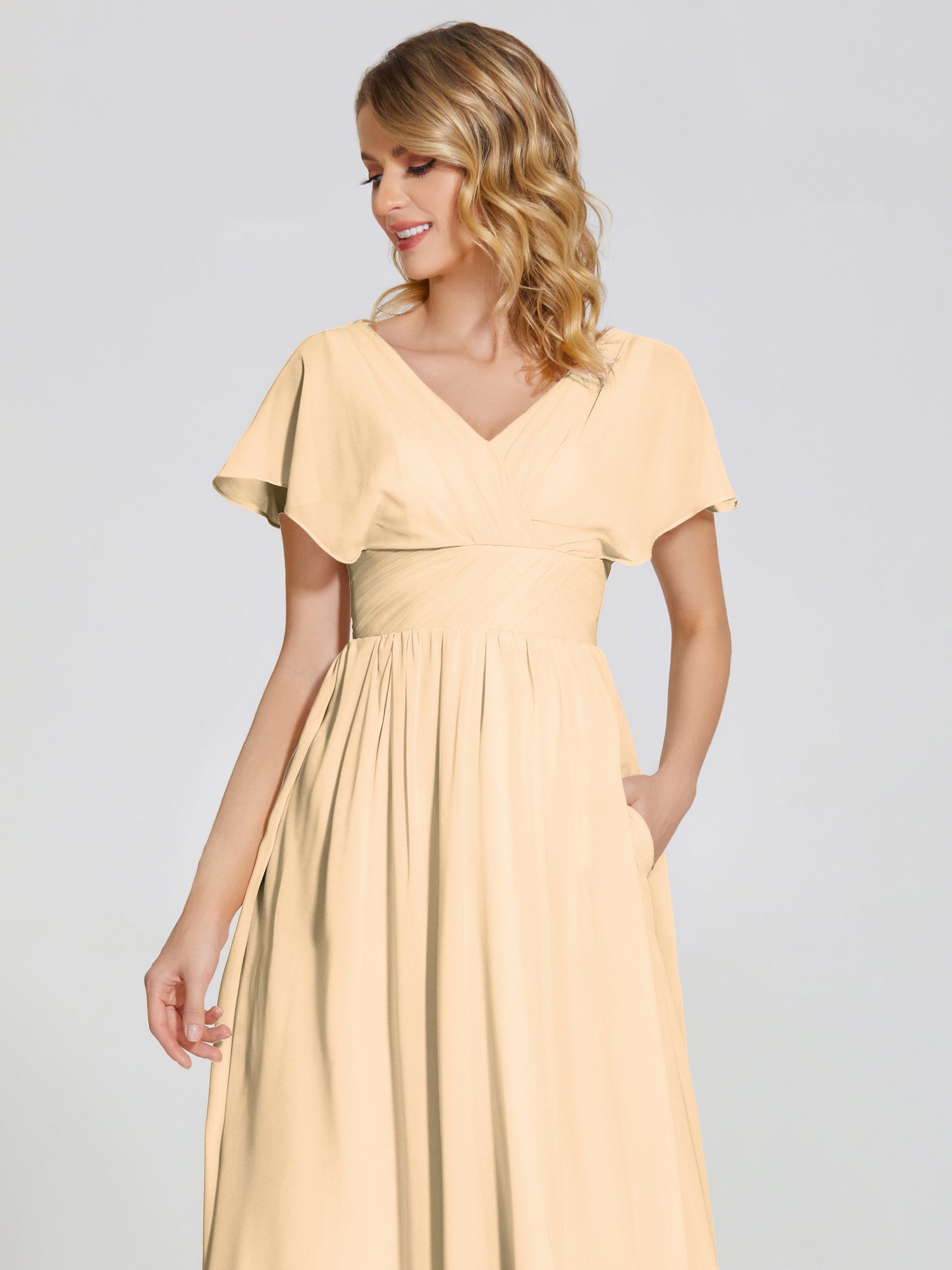 Malia Sleeves Bridesmaid Dress With Empire Waist