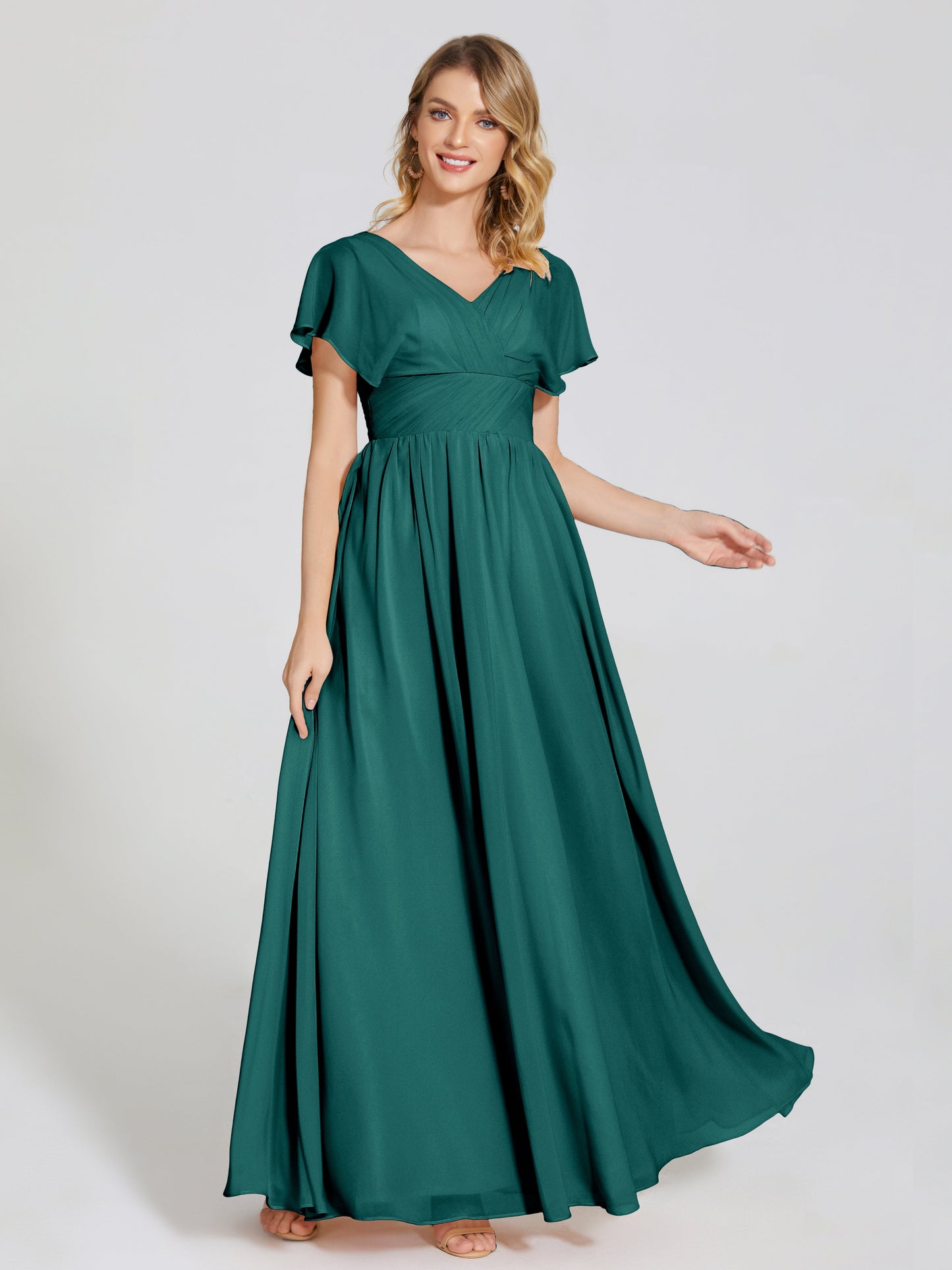 Malia Sleeves Bridesmaid Dress With Empire Waist