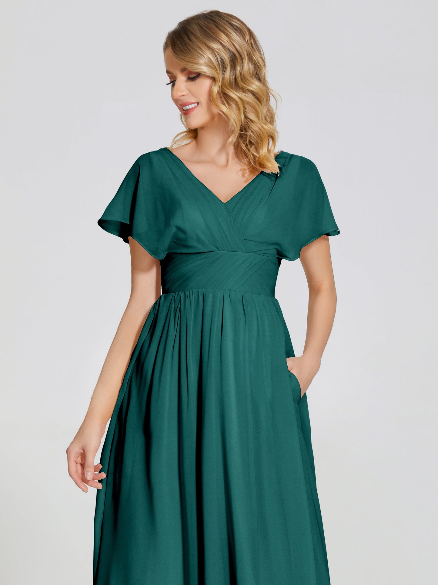 Malia Sleeves Bridesmaid Dress With Empire Waist