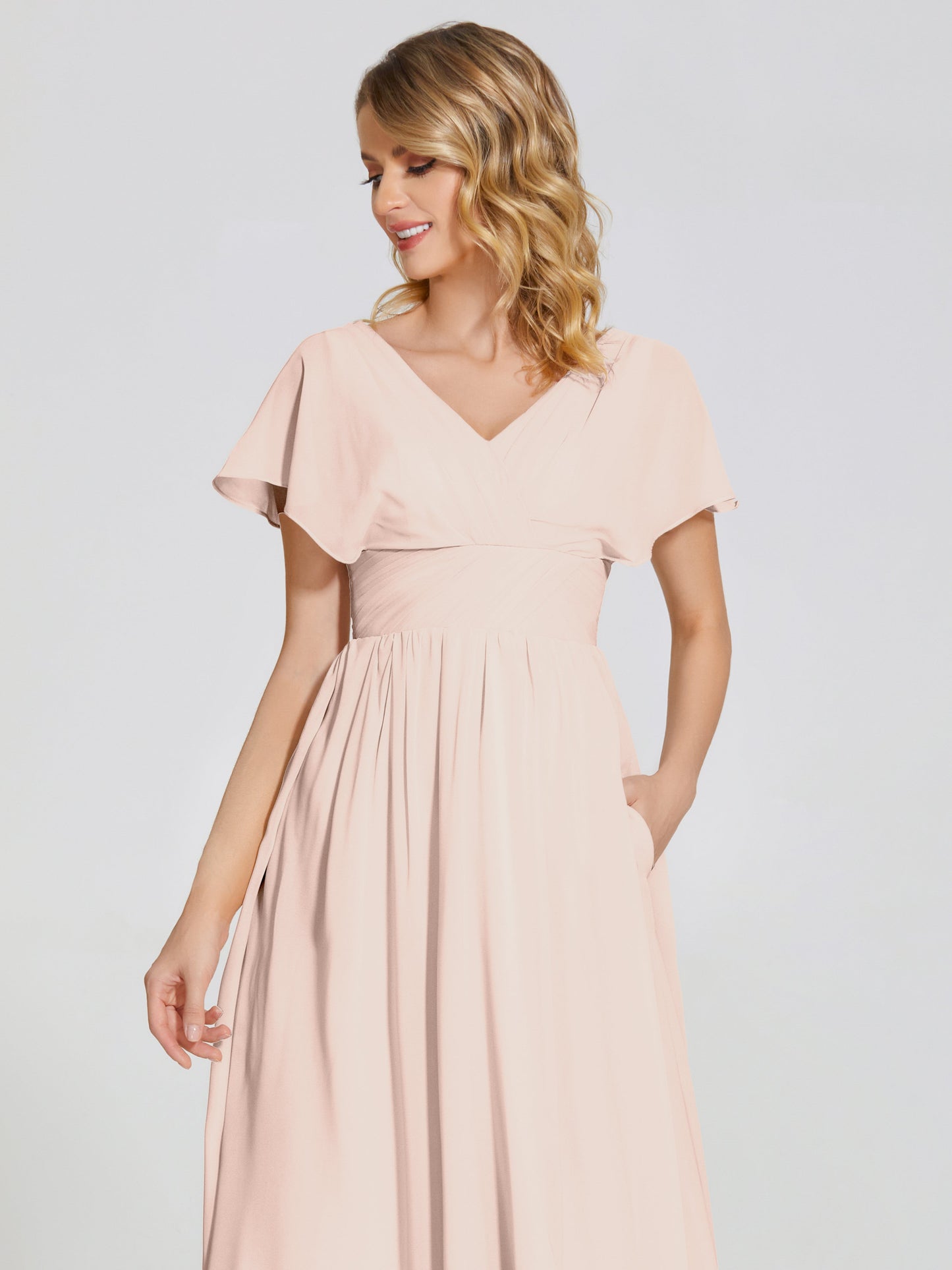 Malia Sleeves Bridesmaid Dress With Empire Waist