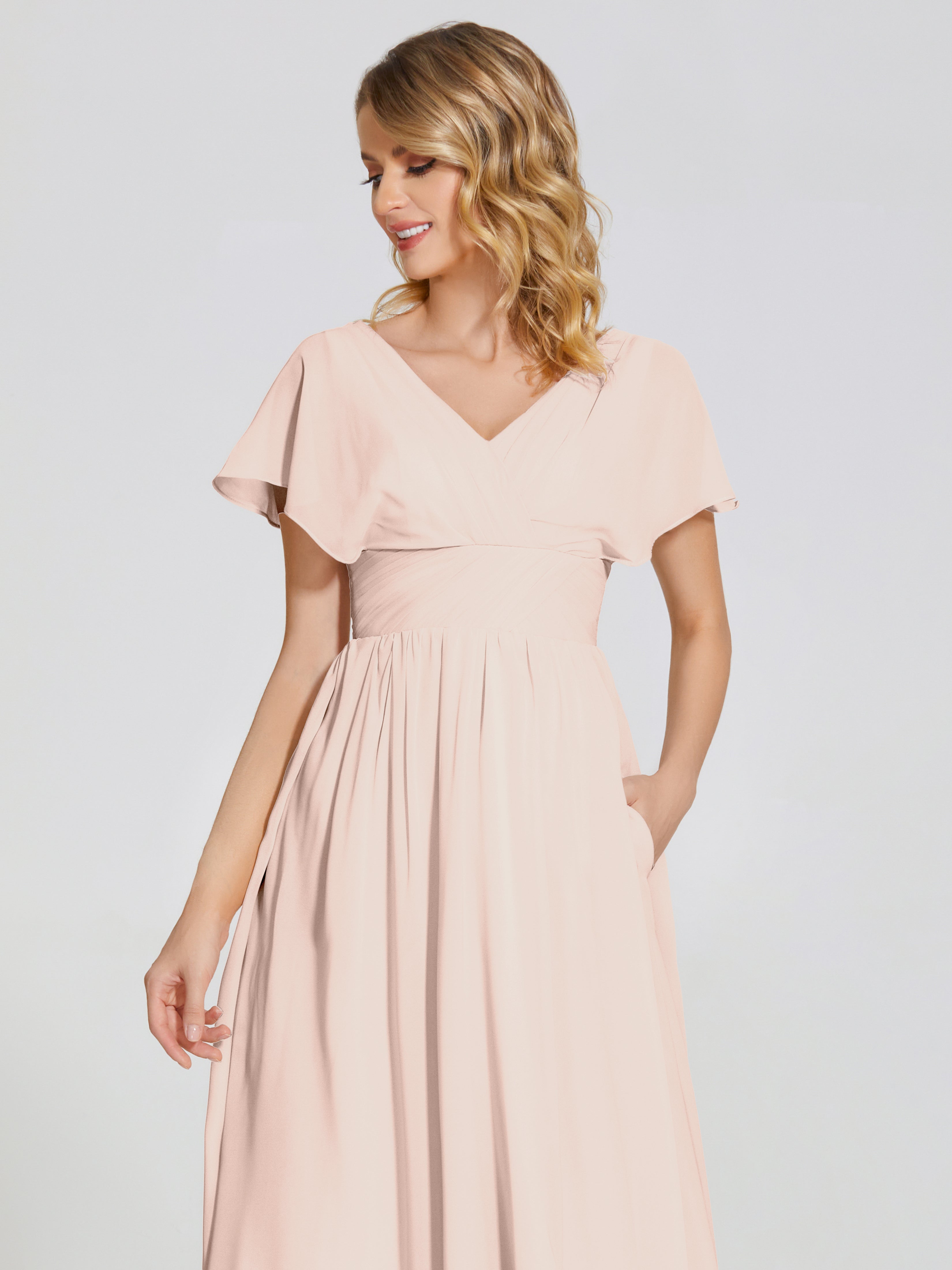 Malia Sleeves Bridesmaid Dress With Empire Waist