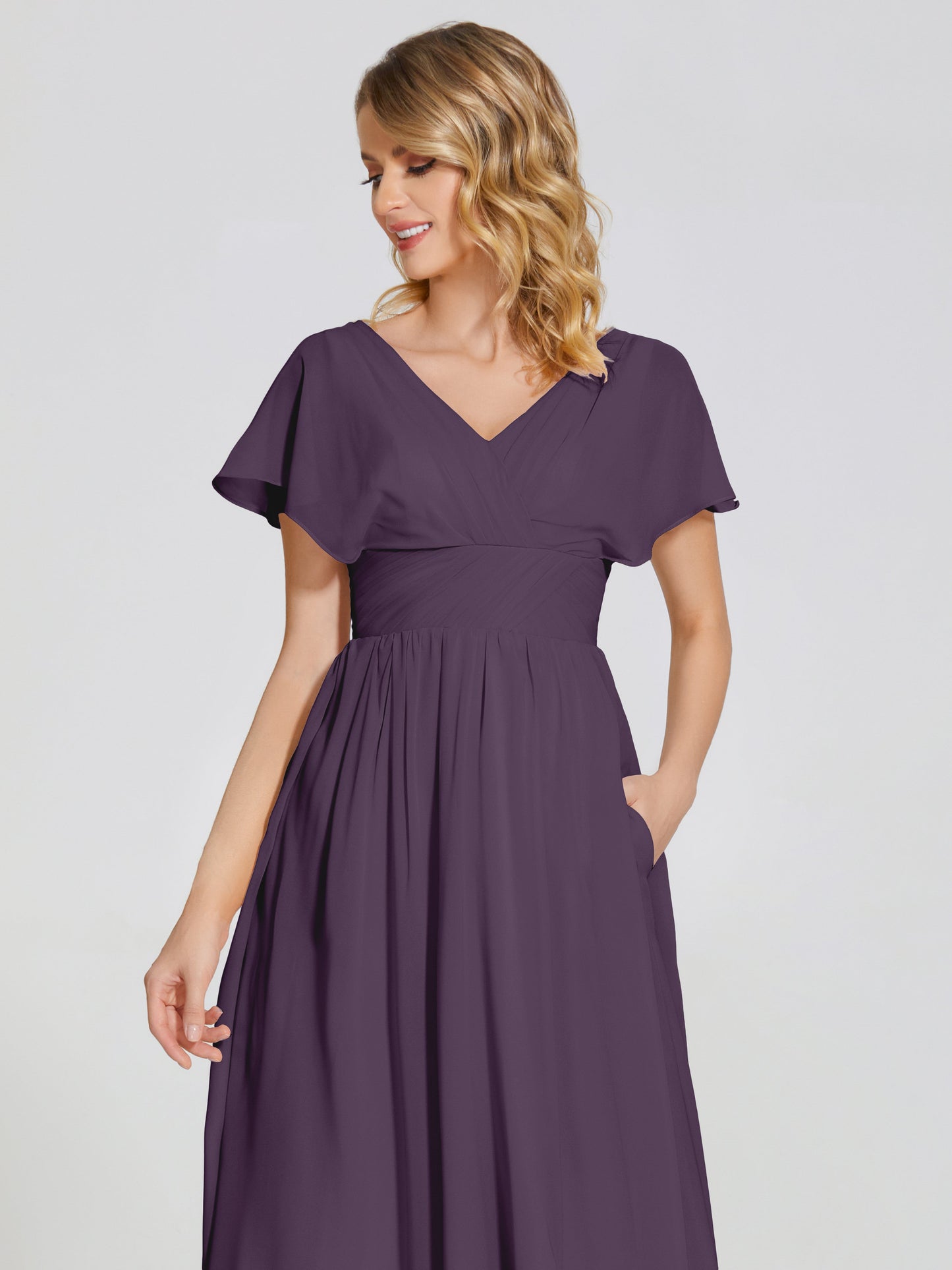 Malia Sleeves Bridesmaid Dress With Empire Waist