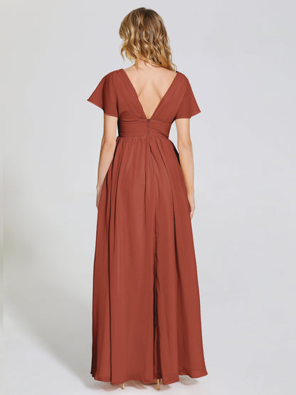 Malia Sleeves Bridesmaid Dress With Empire Waist