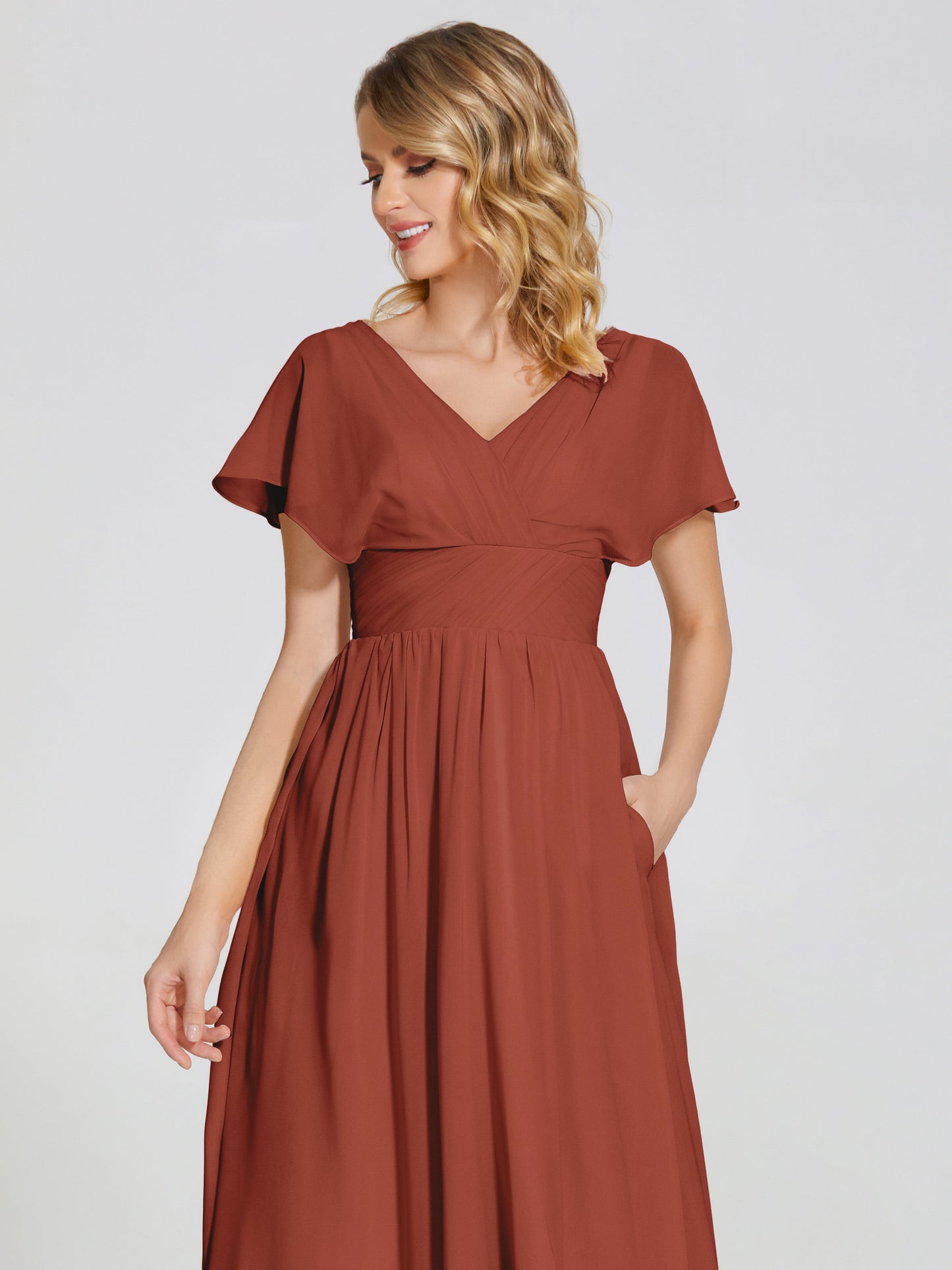 Malia Sleeves Bridesmaid Dress With Empire Waist