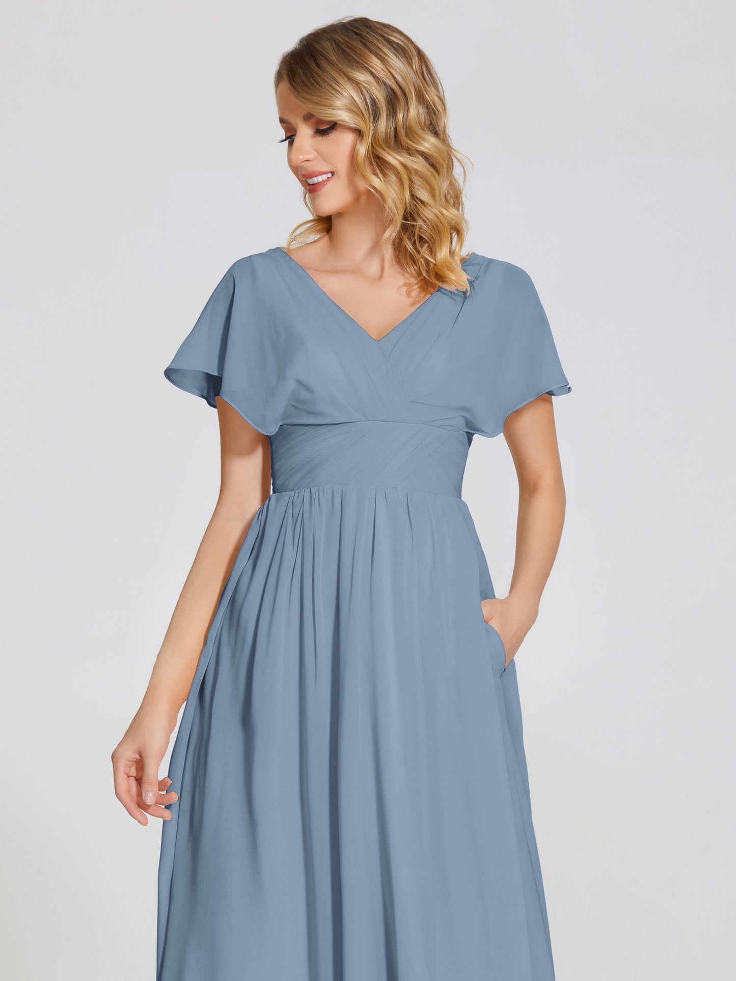 Malia Sleeves Bridesmaid Dress With Empire Waist