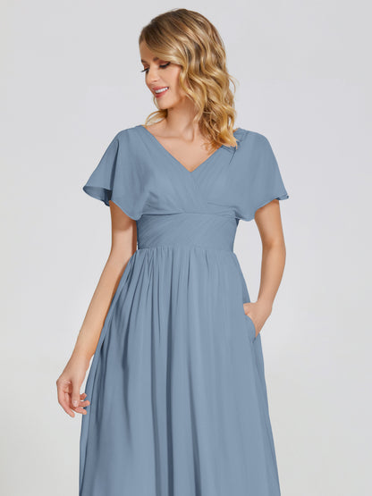 Malia Sleeves Bridesmaid Dress With Empire Waist