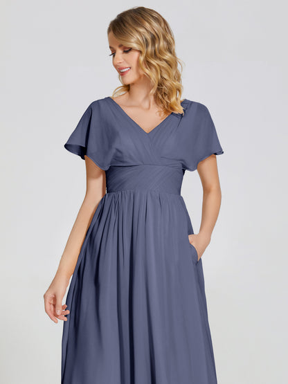 Malia Sleeves Bridesmaid Dress With Empire Waist