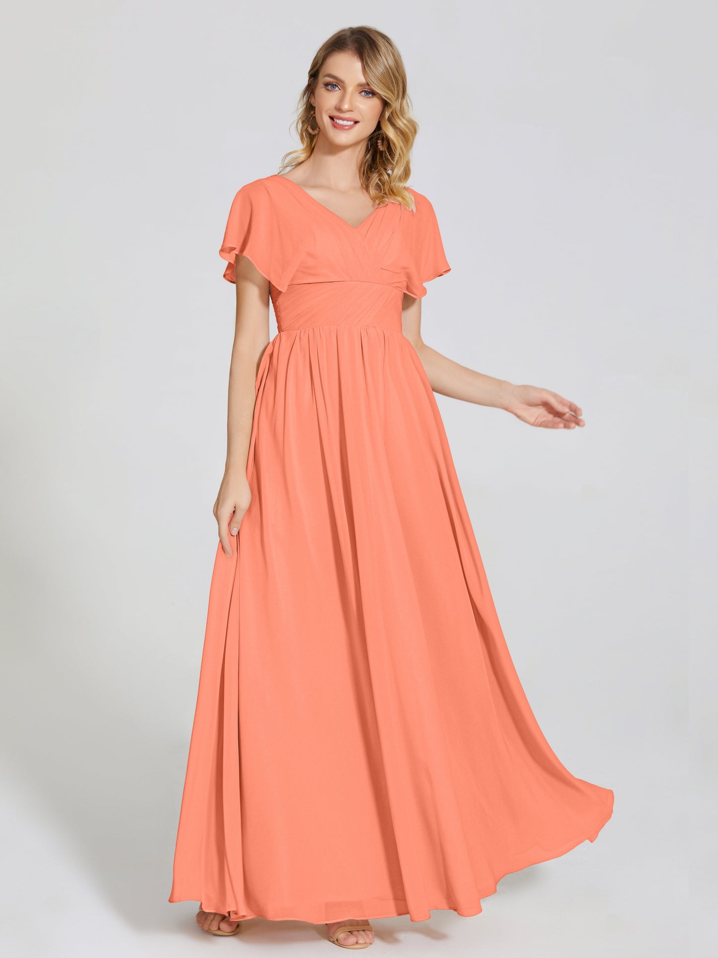 Malia Sleeves Bridesmaid Dress With Empire Waist