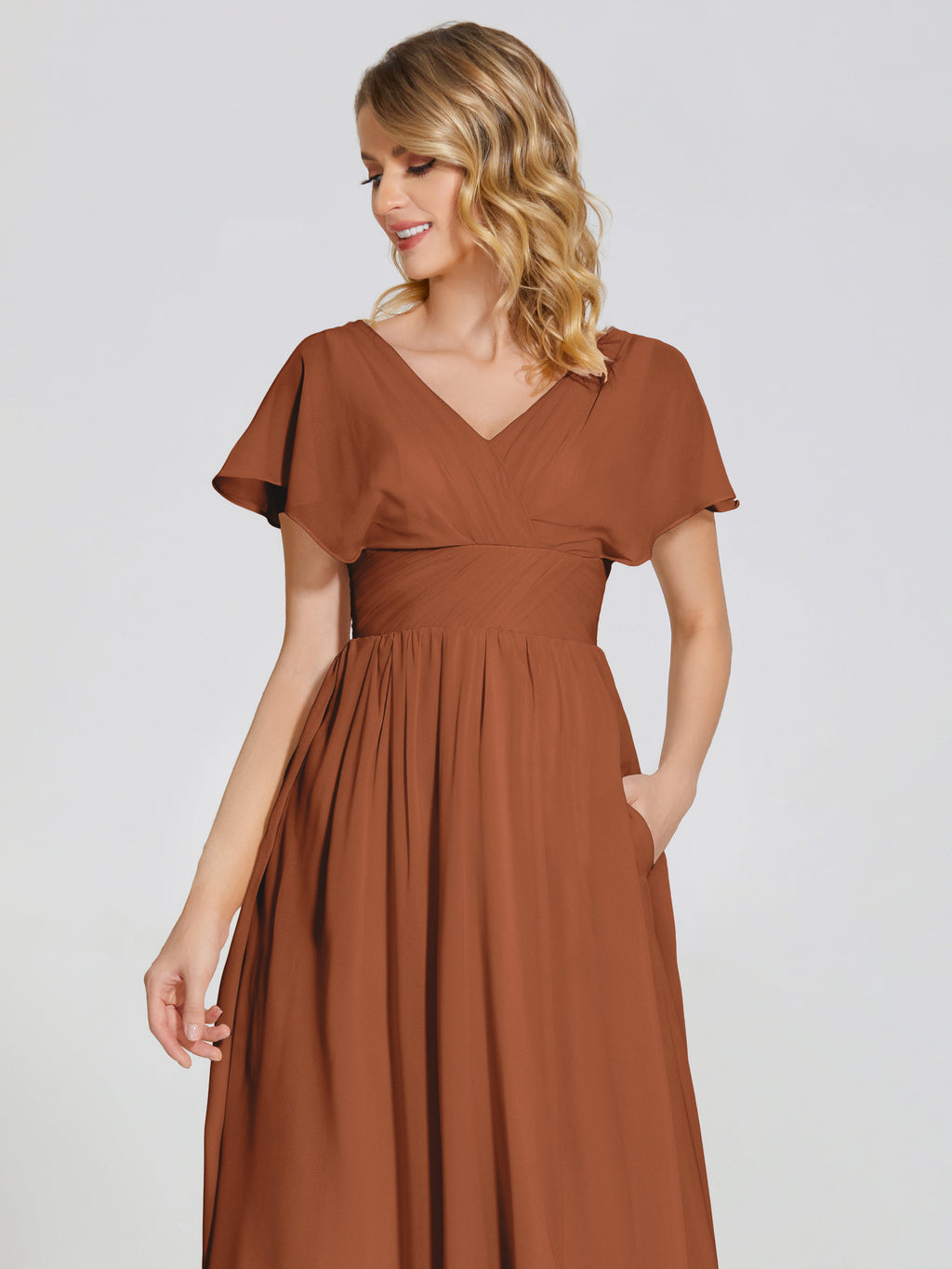 Malia Sleeves Bridesmaid Dress With Empire Waist