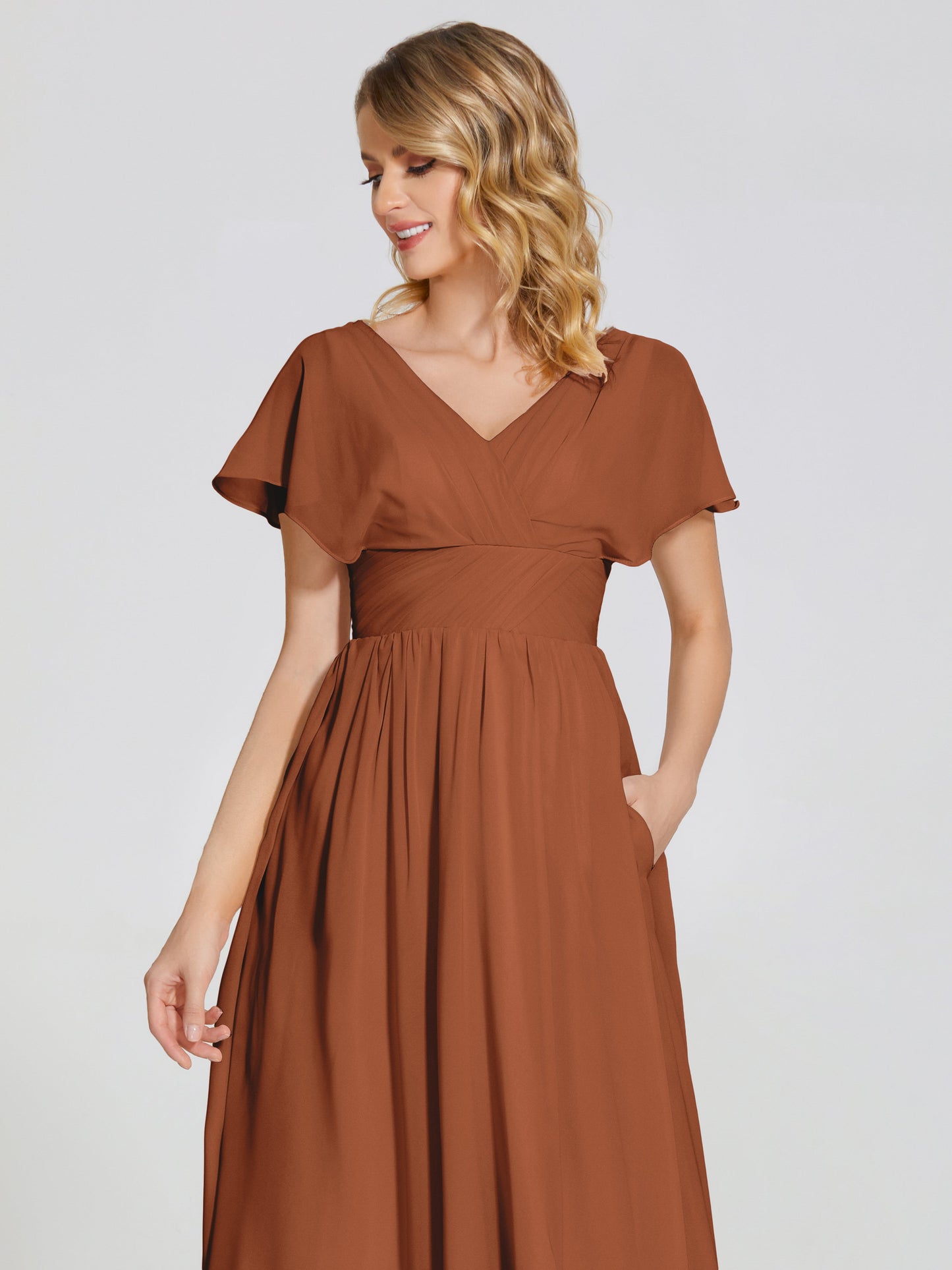 Malia Sleeves Bridesmaid Dress With Empire Waist