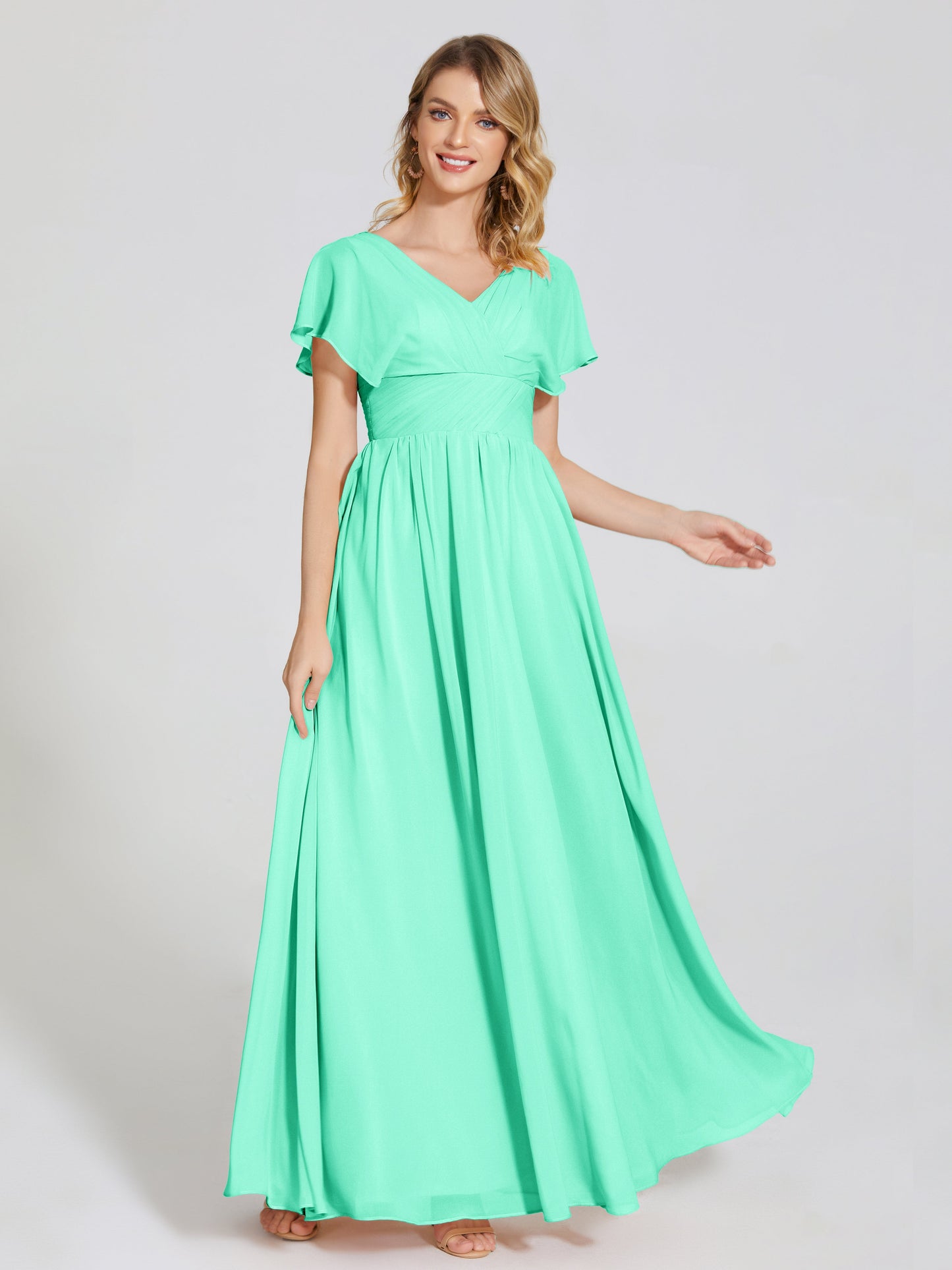 Malia Sleeves Bridesmaid Dress With Empire Waist