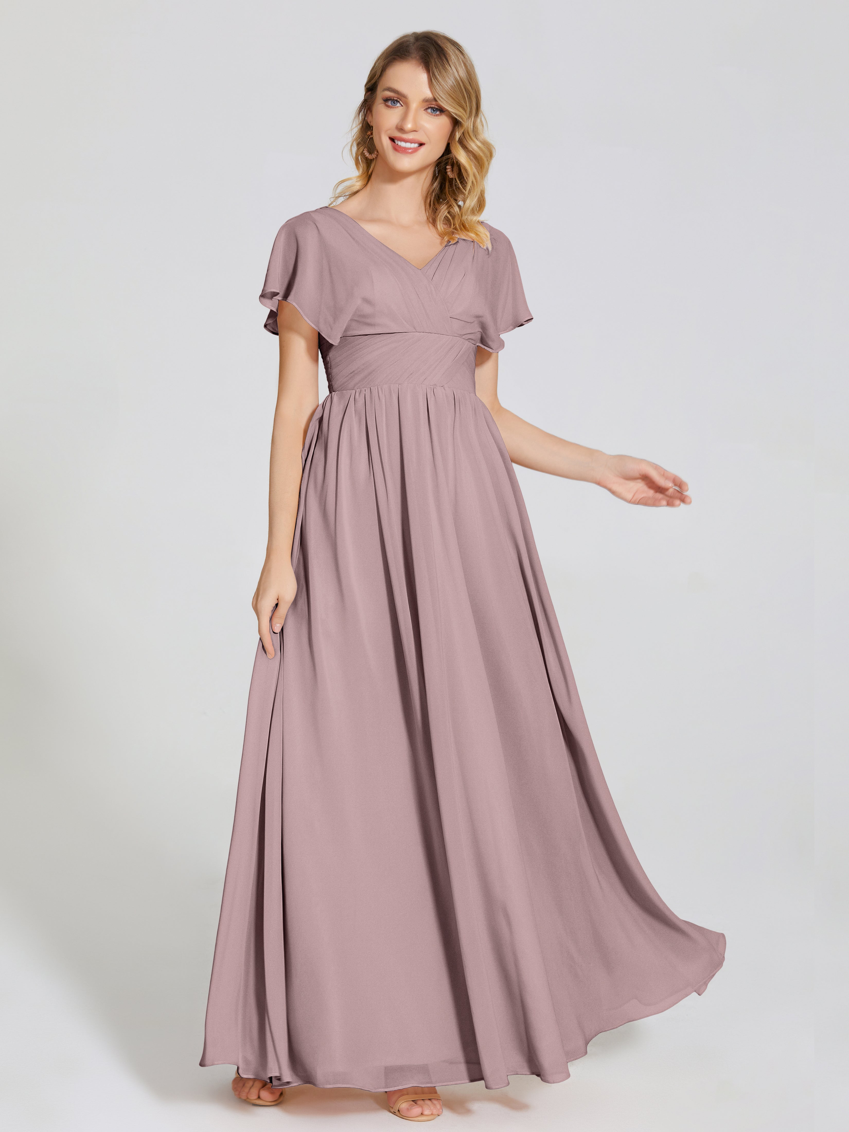 Malia Sleeves Bridesmaid Dress With Empire Waist