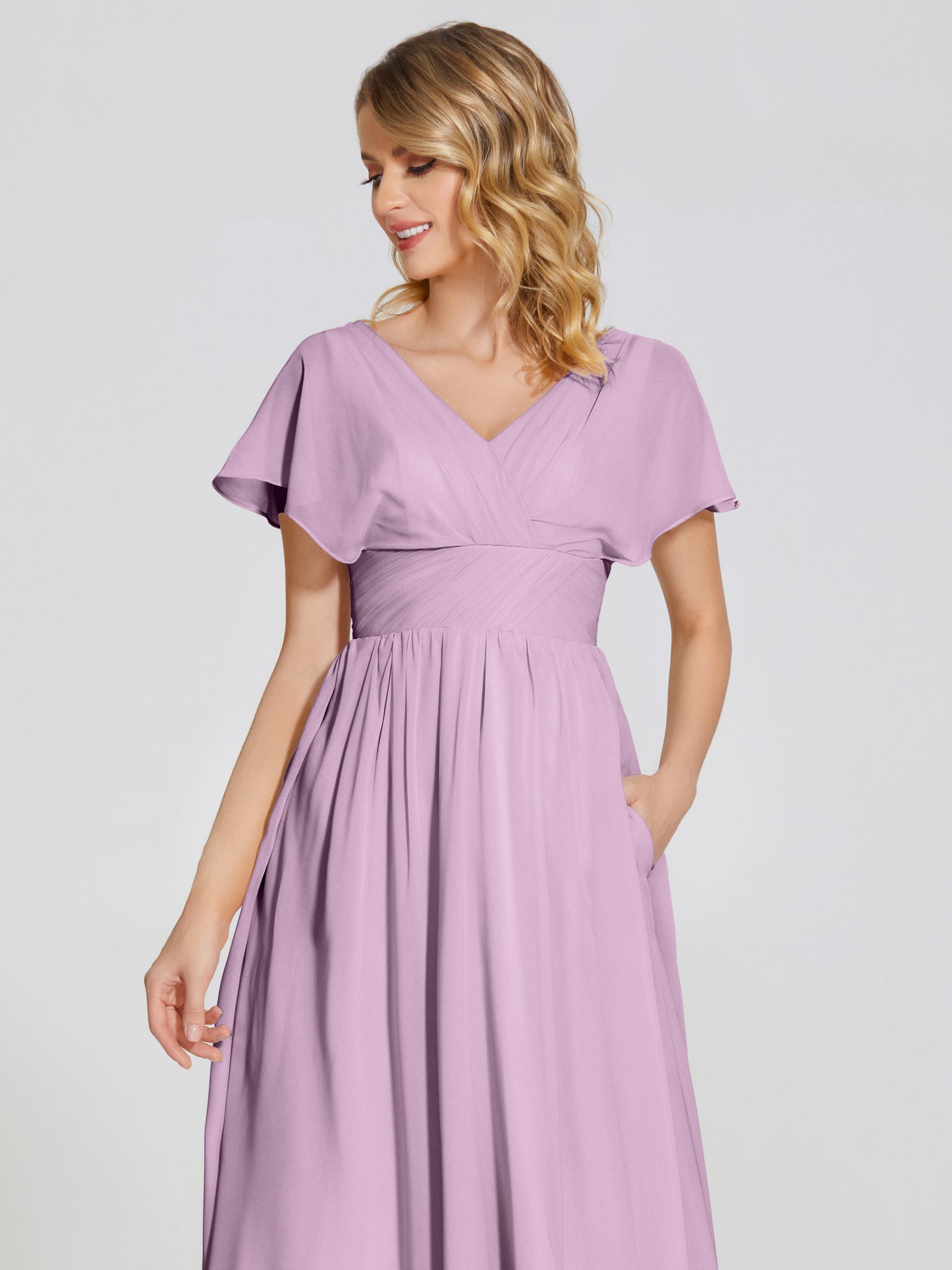 Malia Sleeves Bridesmaid Dress With Empire Waist