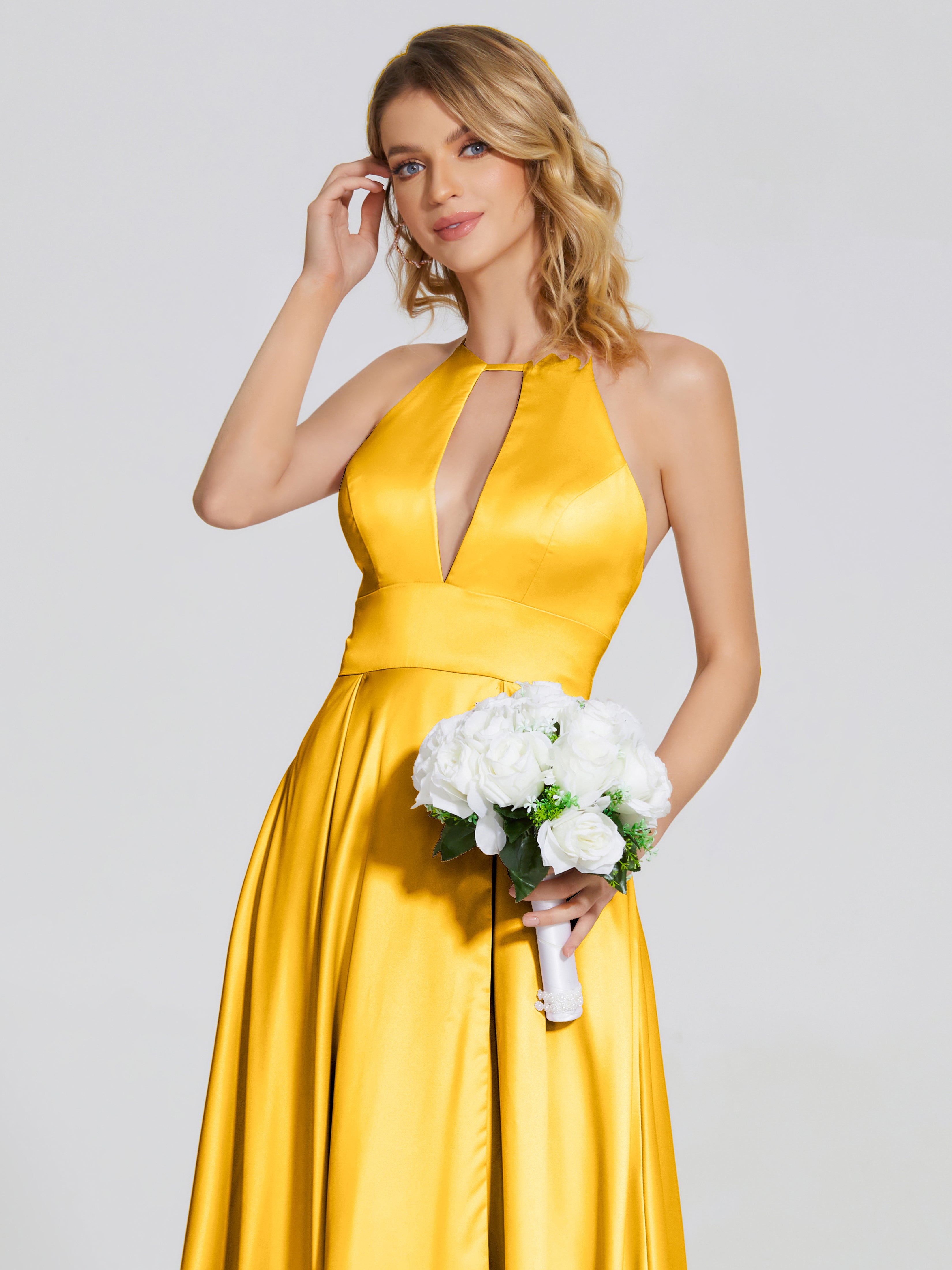 Dakota Soft Satin Bridesmaid Dress With Cutout