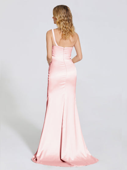 Joanna Straps Trumpet Soft Satin Bridesmaid Dress