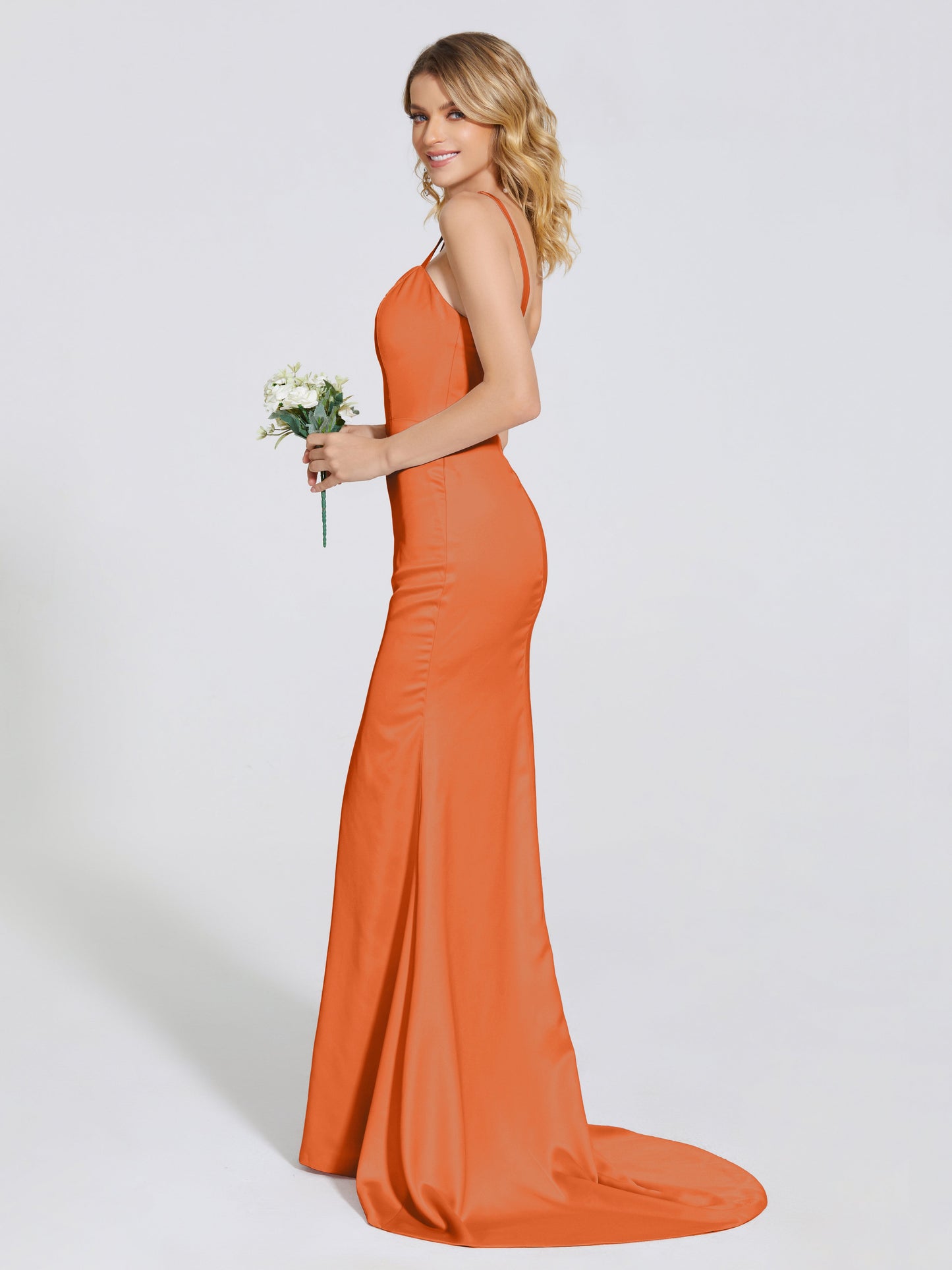 Joanna Straps Trumpet Soft Satin Bridesmaid Dress