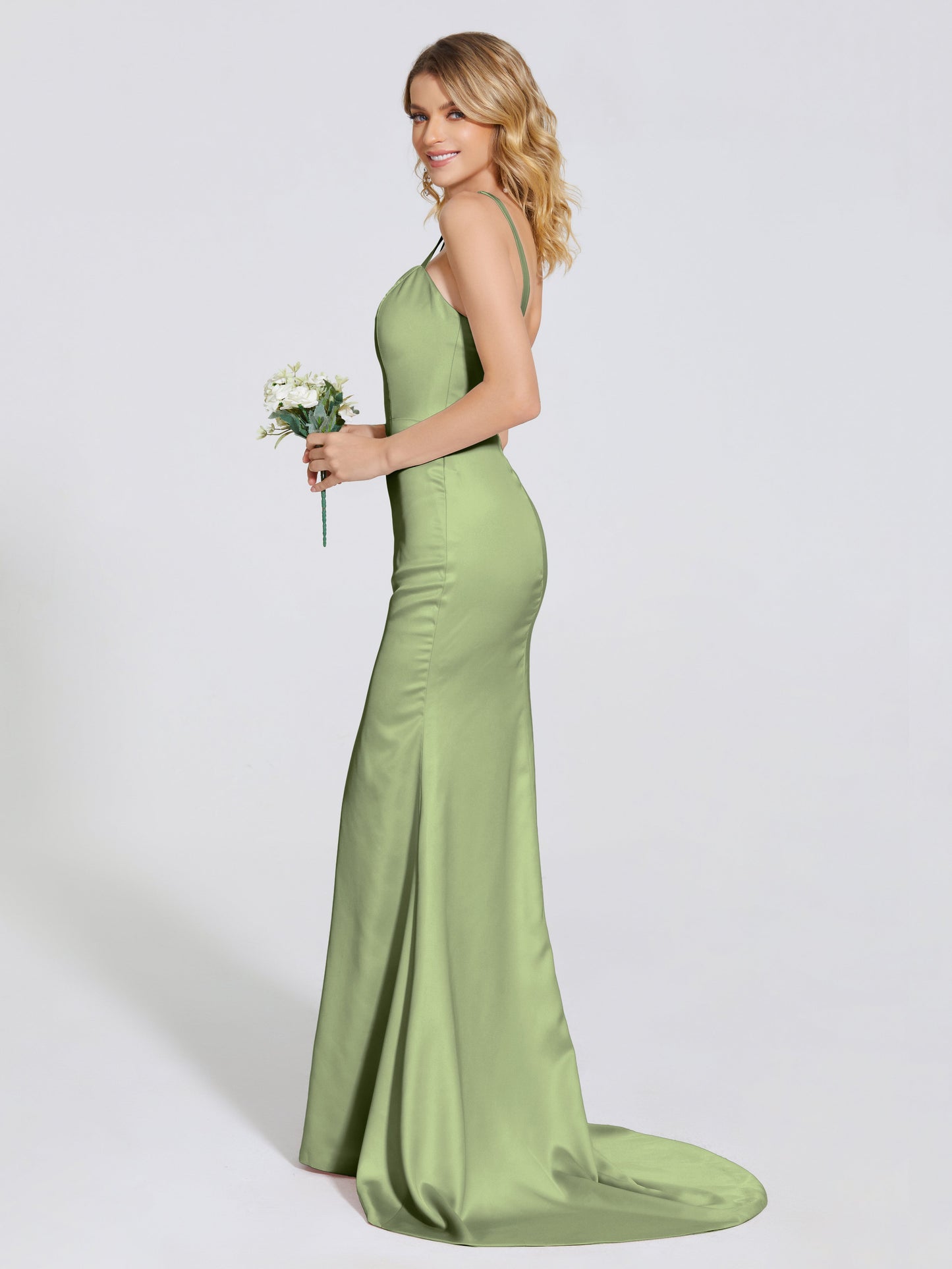 Joanna Straps Trumpet Soft Satin Bridesmaid Dress