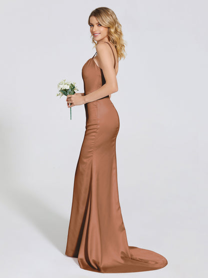 Joanna Straps Trumpet Soft Satin Bridesmaid Dress
