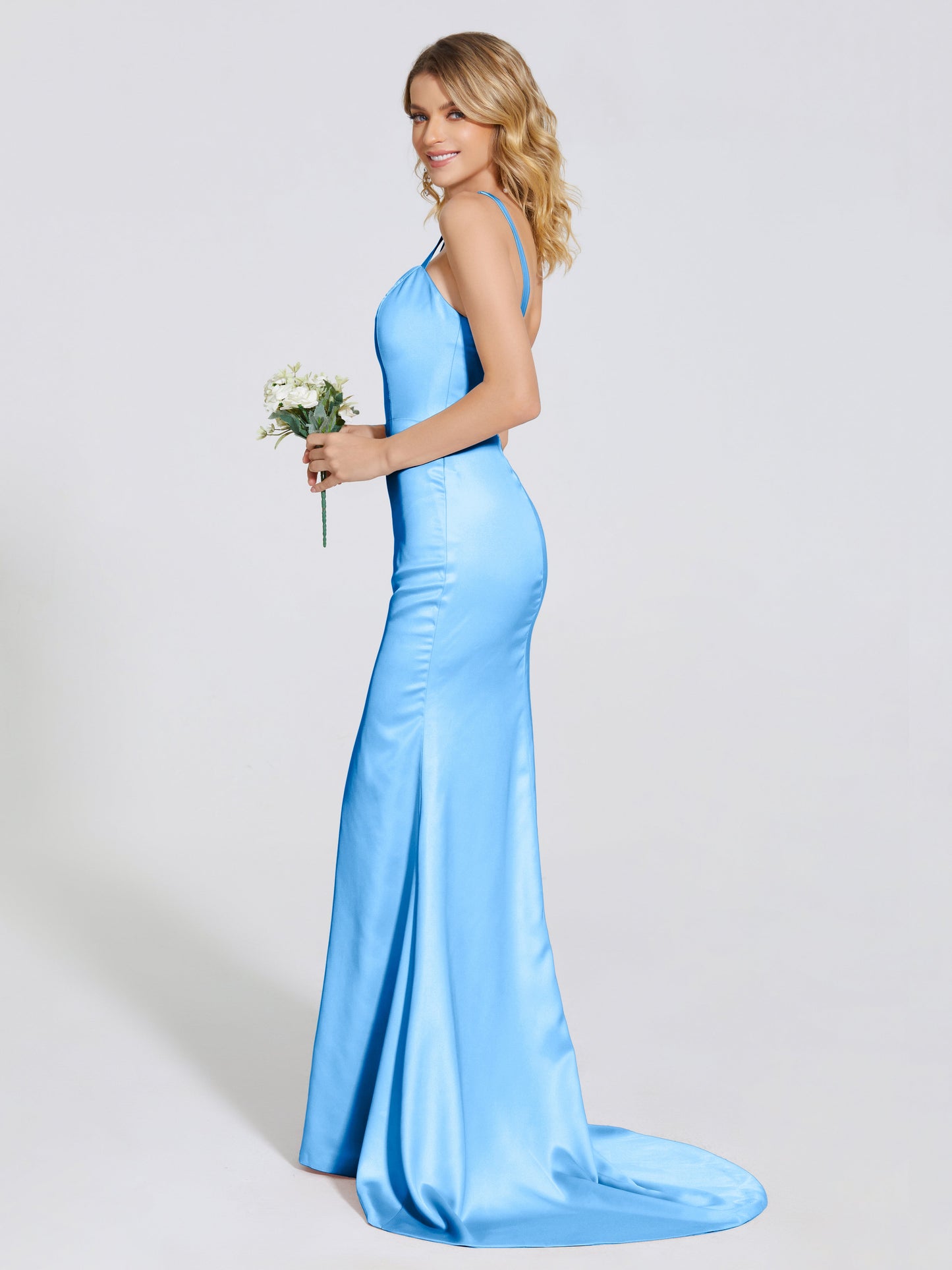 Joanna Straps Trumpet Soft Satin Bridesmaid Dress