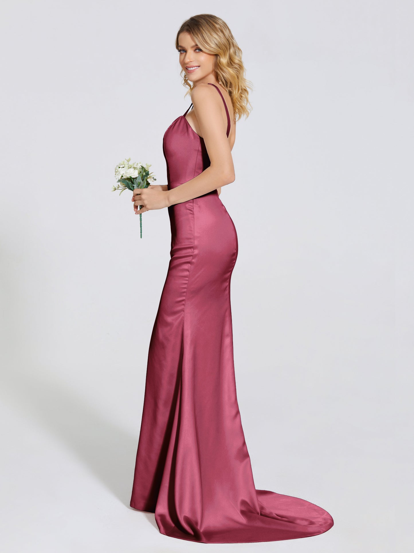 Joanna Straps Trumpet Soft Satin Bridesmaid Dress