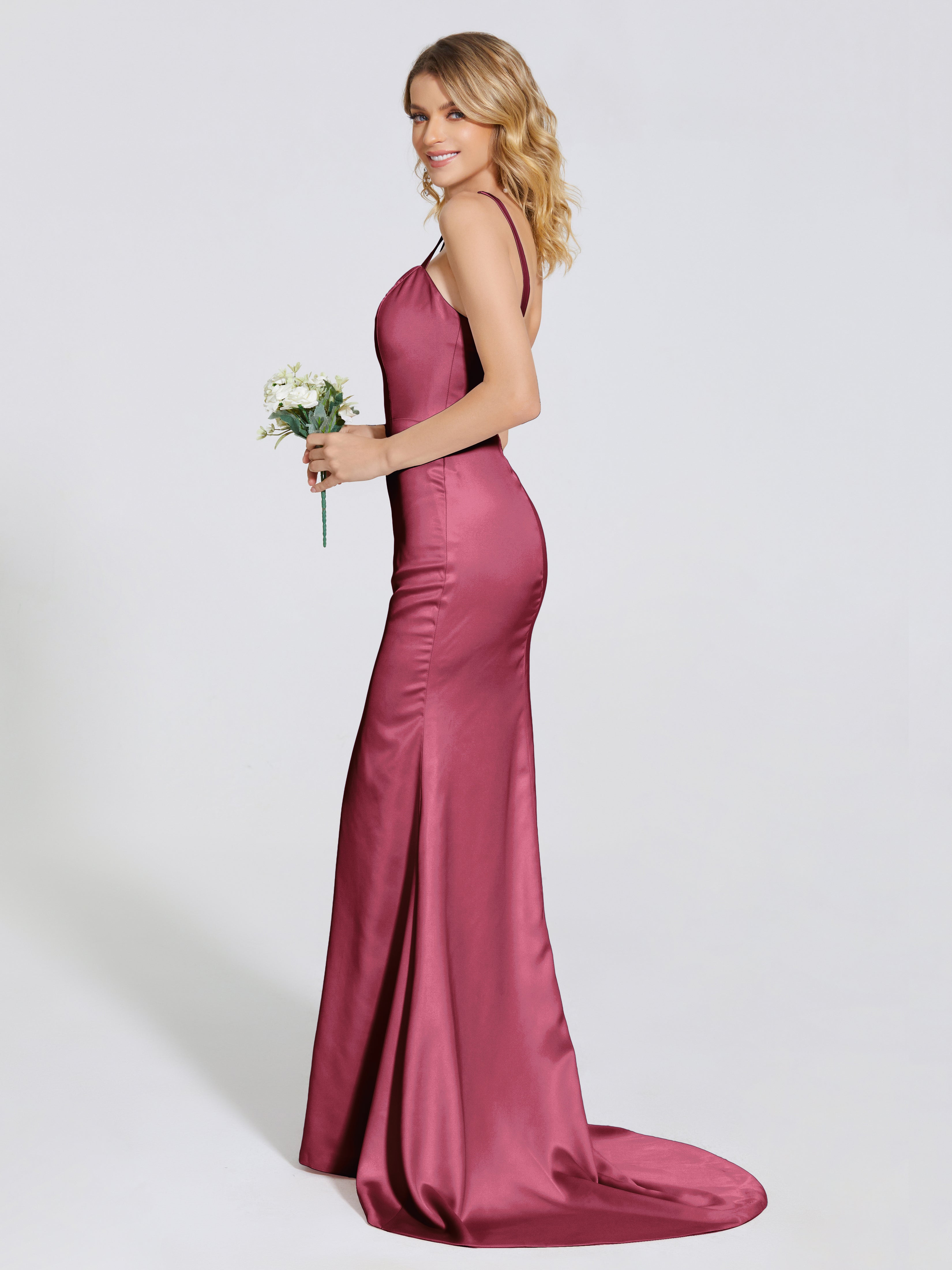 Joanna Straps Trumpet Soft Satin Bridesmaid Dress