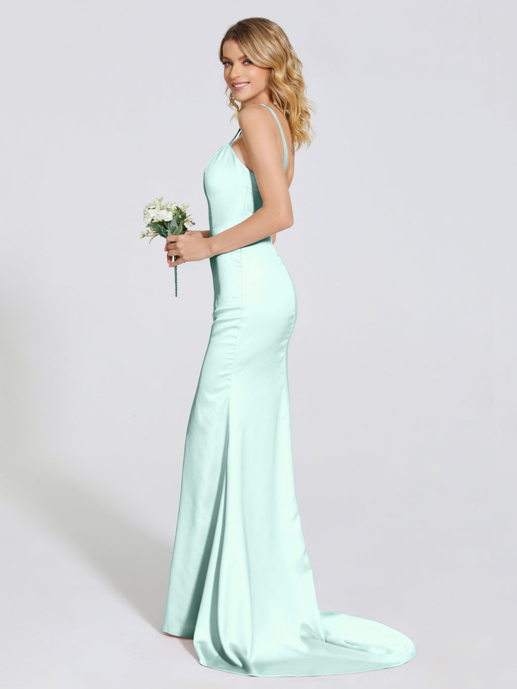 Joanna Straps Trumpet Soft Satin Bridesmaid Dress
