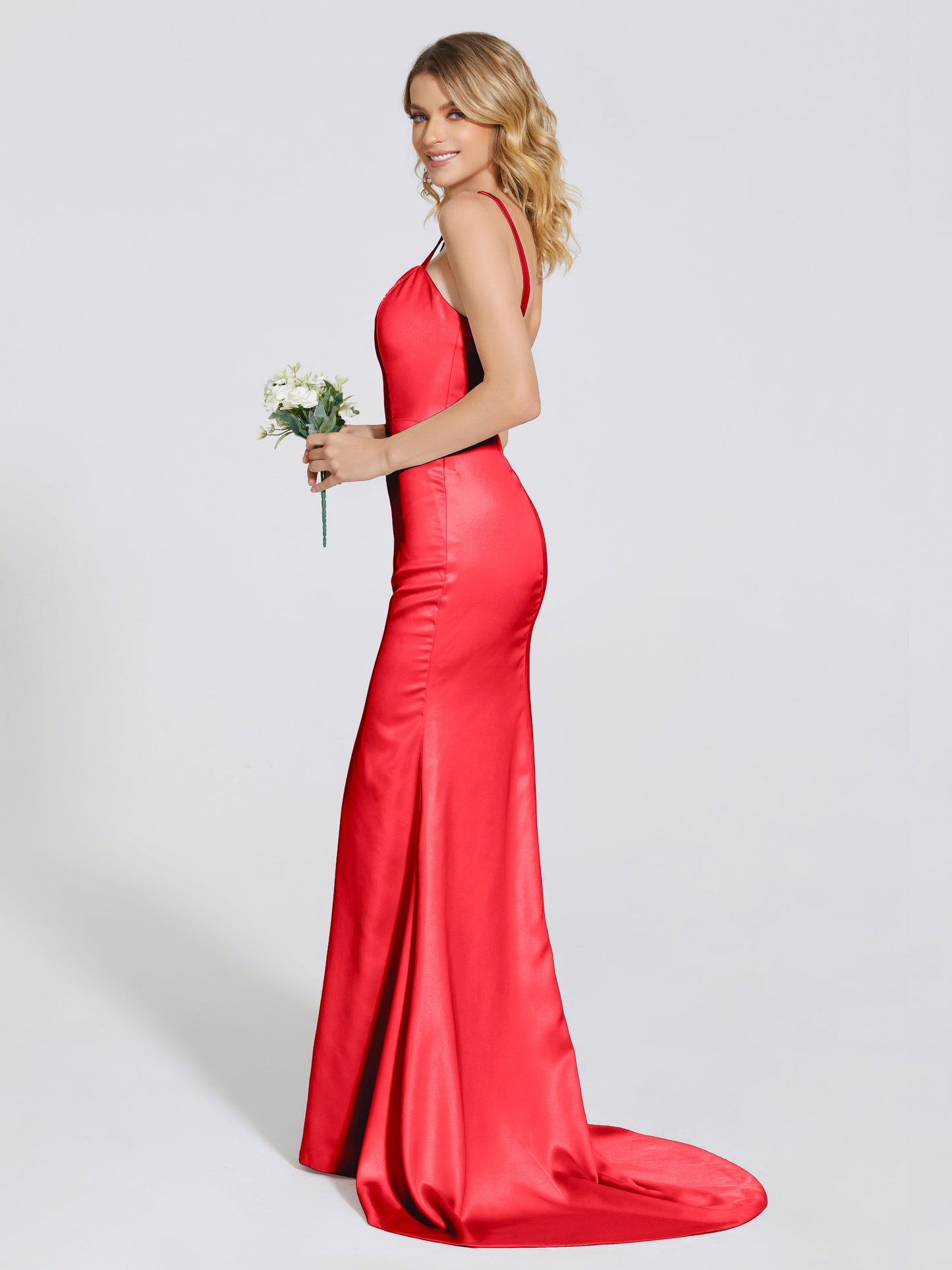 Joanna Straps Trumpet Soft Satin Bridesmaid Dress