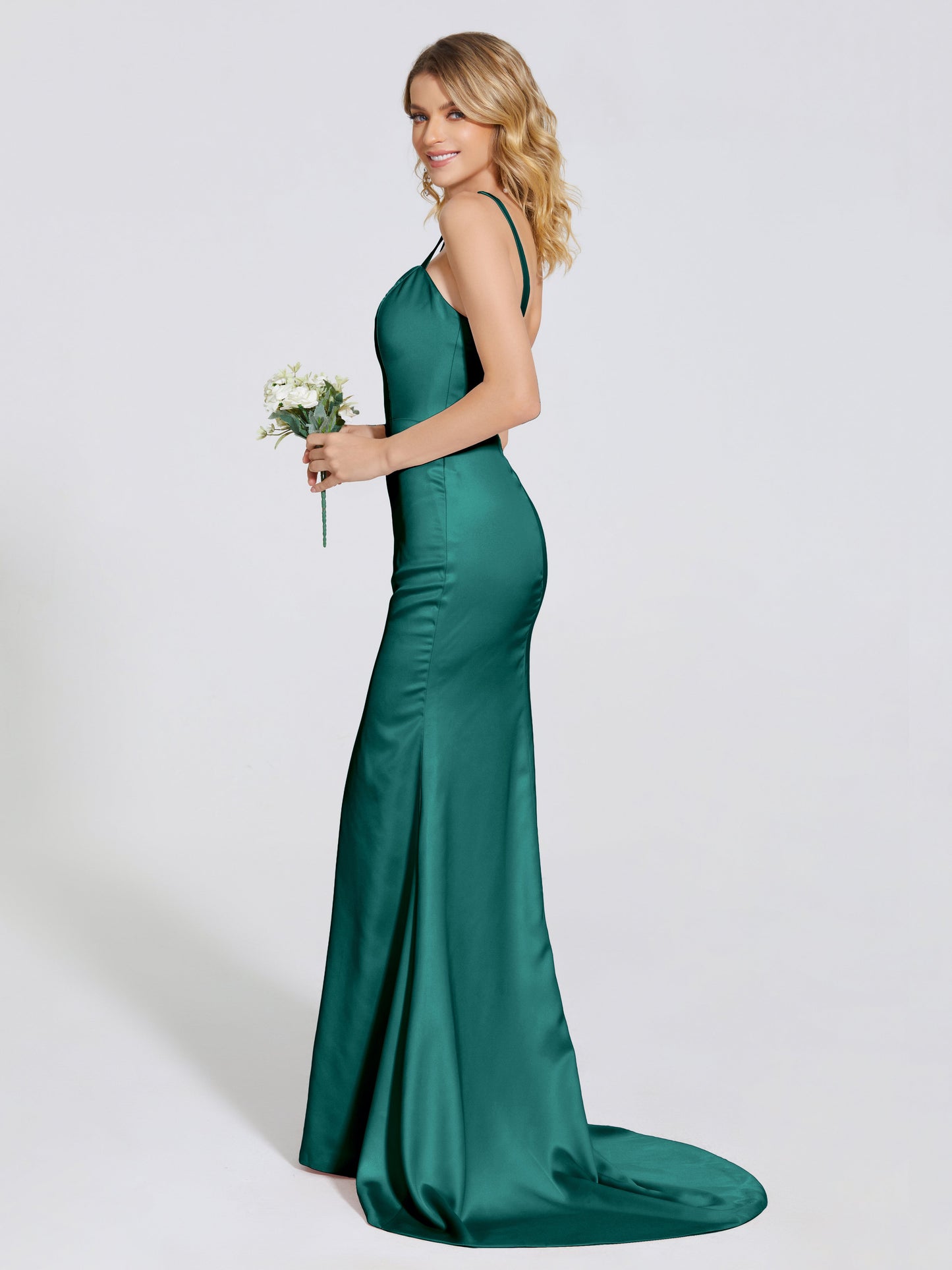 Joanna Straps Trumpet Soft Satin Bridesmaid Dress