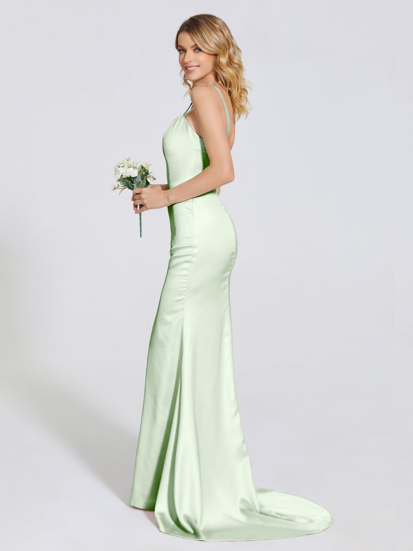 Joanna Straps Trumpet Soft Satin Bridesmaid Dress