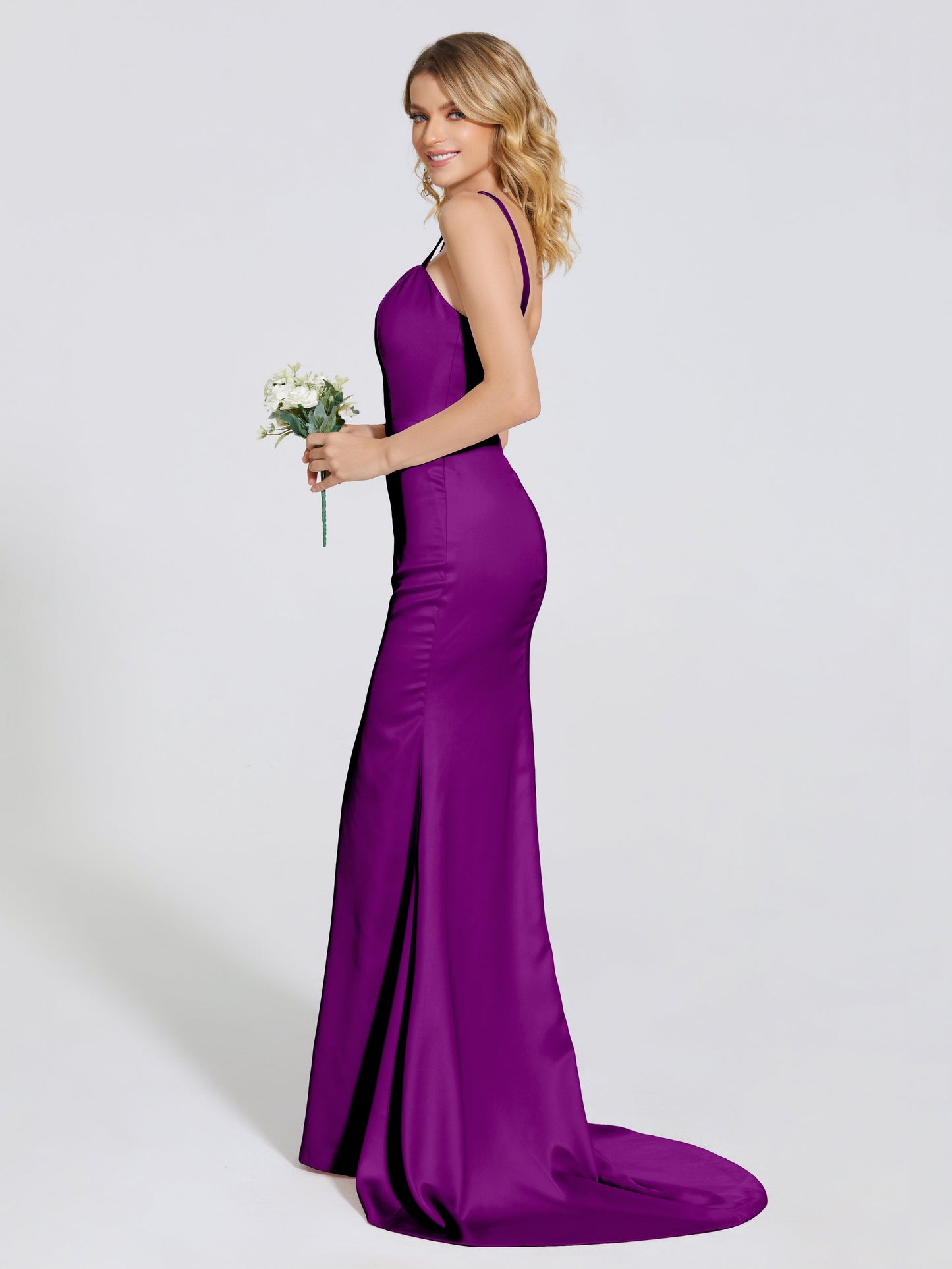 Joanna Straps Trumpet Soft Satin Bridesmaid Dress