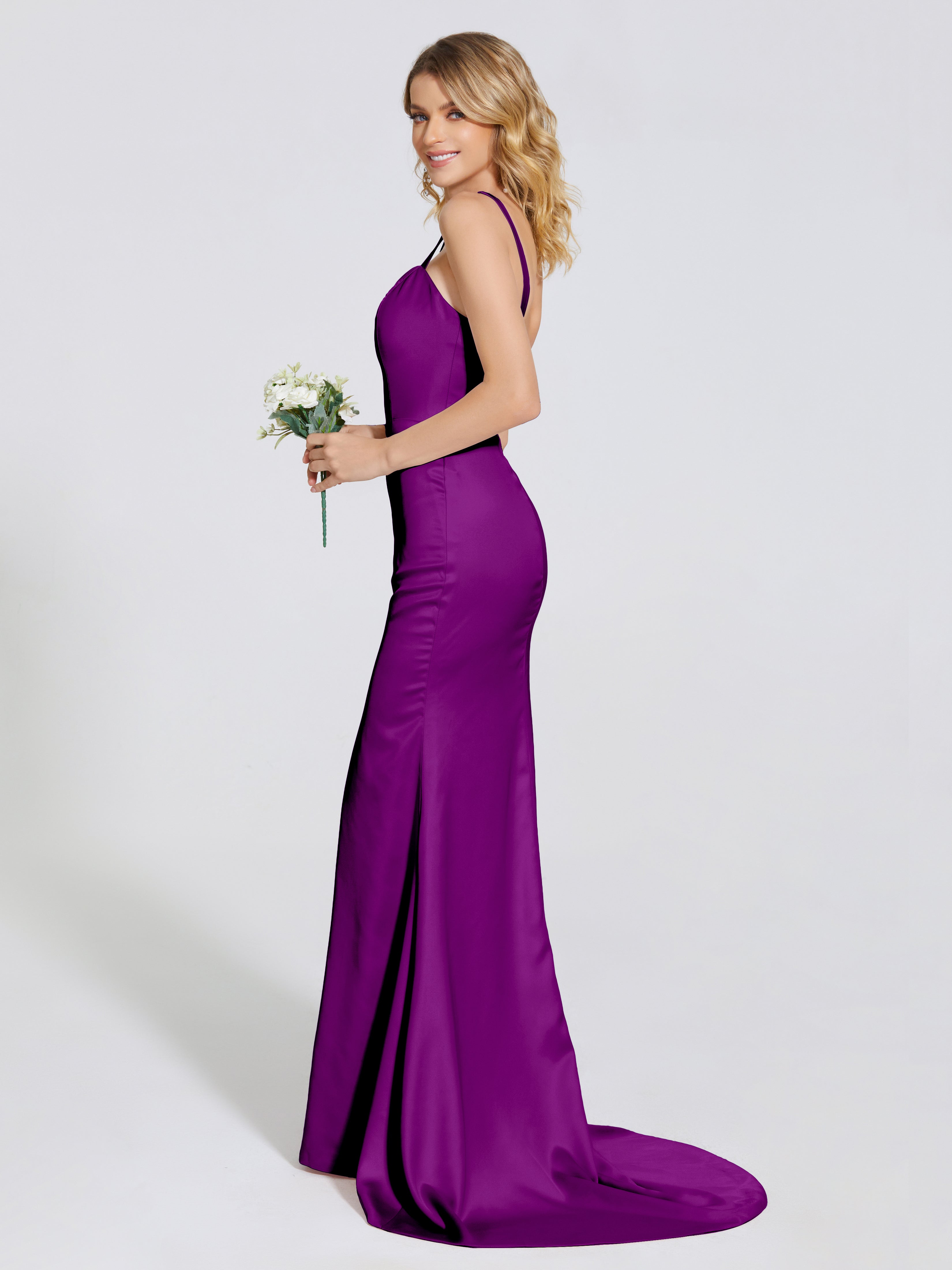 Joanna Straps Trumpet Soft Satin Bridesmaid Dress