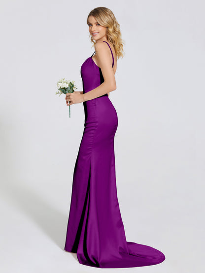 Joanna Straps Trumpet Soft Satin Bridesmaid Dress