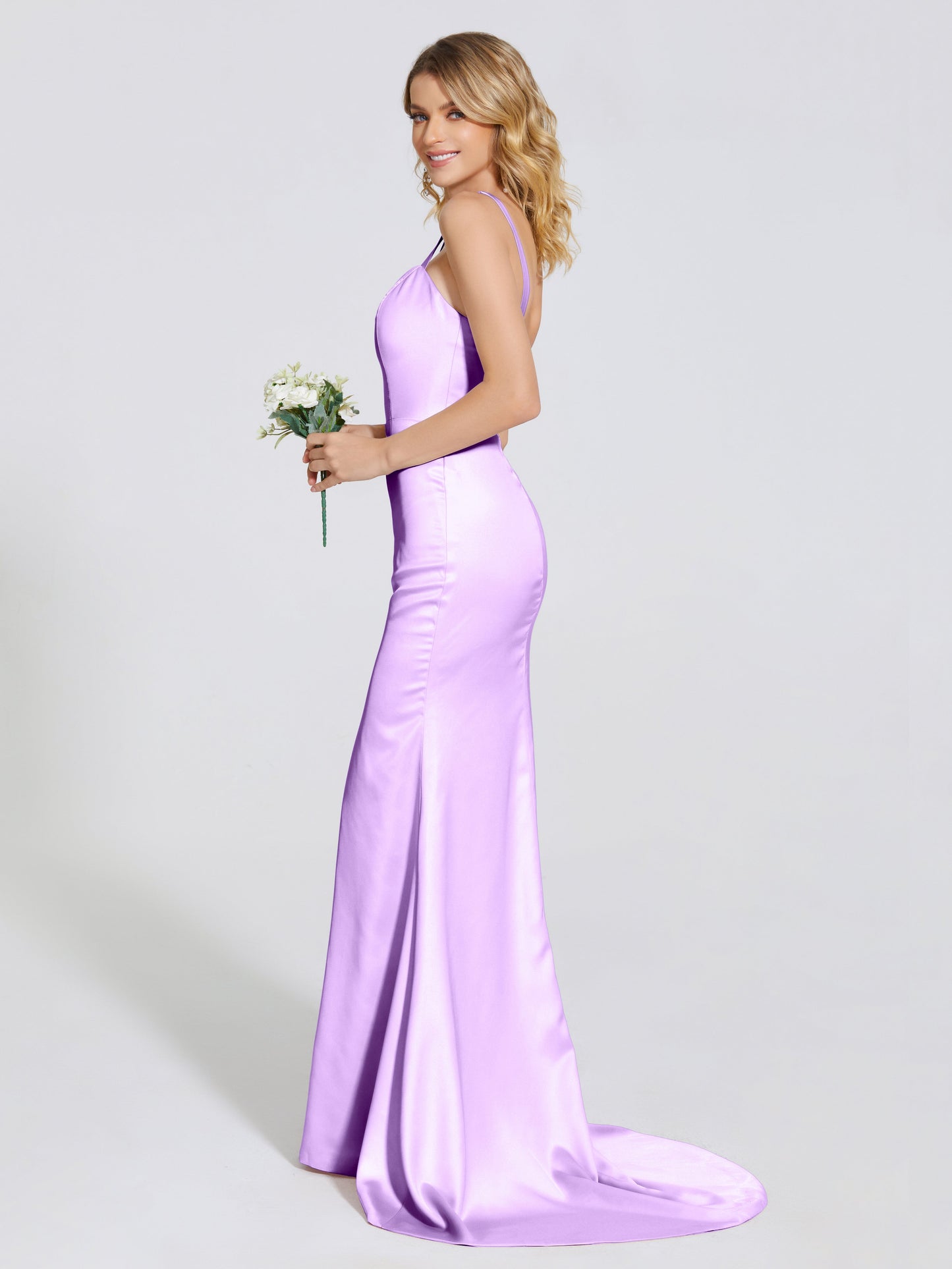 Joanna Straps Trumpet Soft Satin Bridesmaid Dress