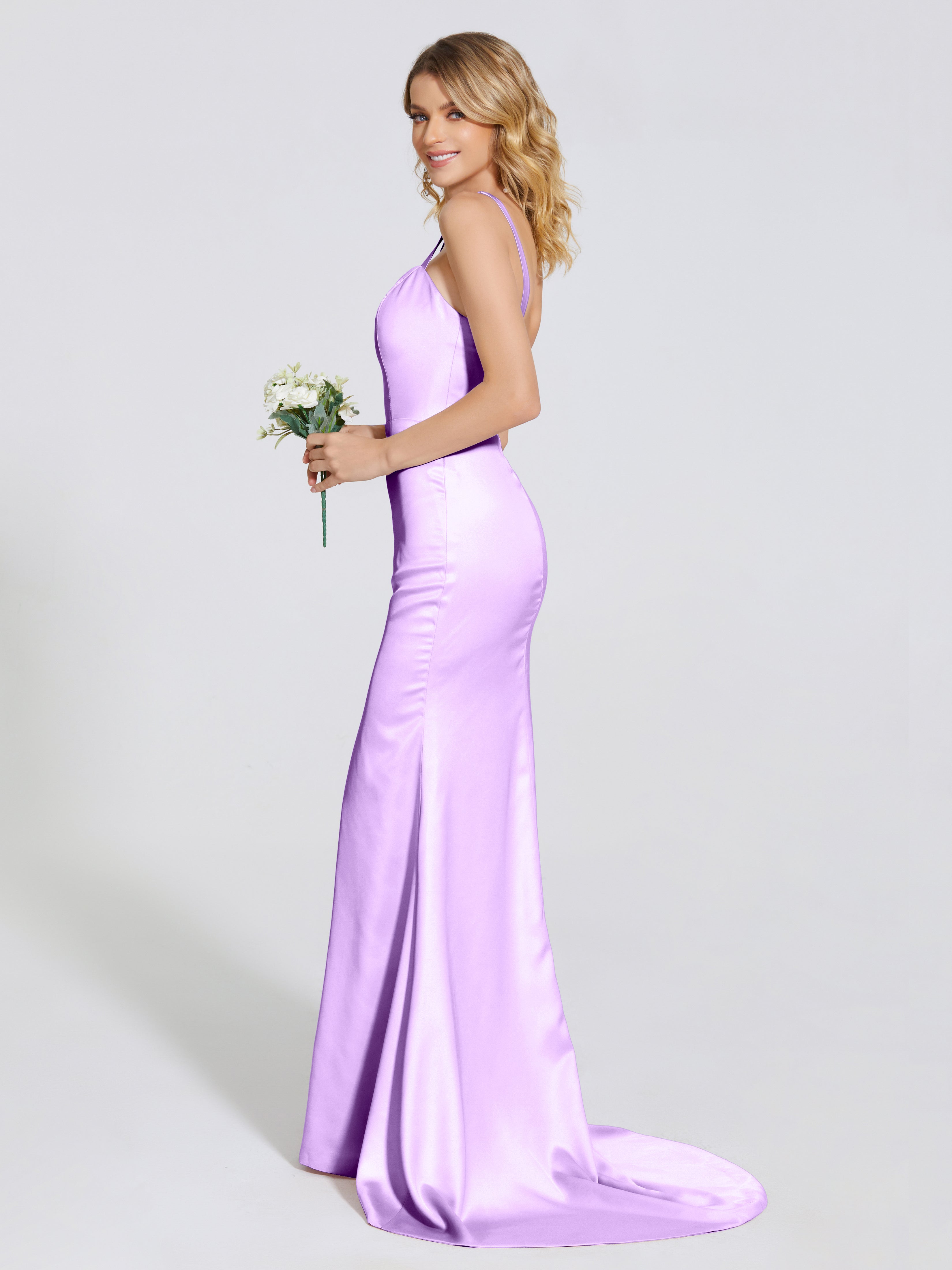 Joanna Straps Trumpet Soft Satin Bridesmaid Dress