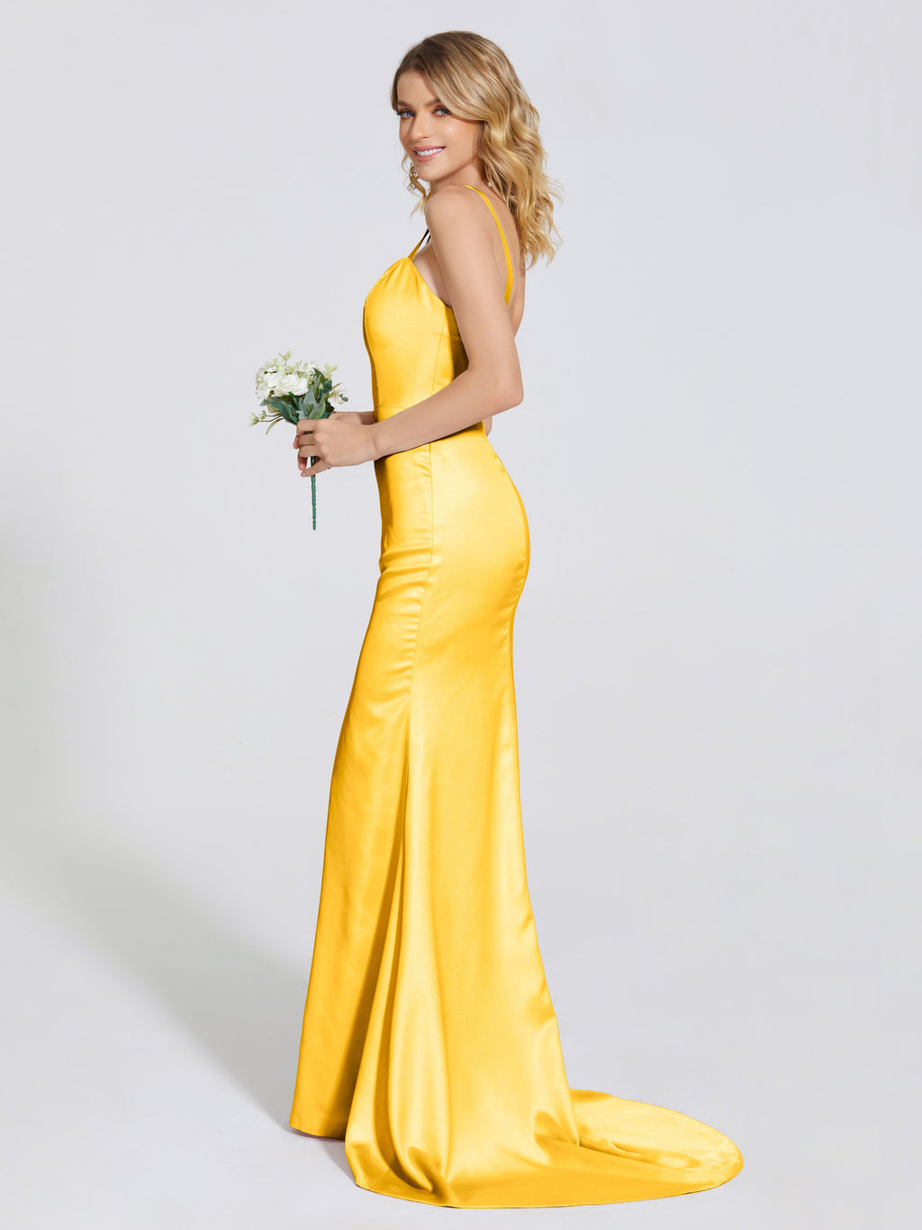 Joanna Straps Trumpet Soft Satin Bridesmaid Dress