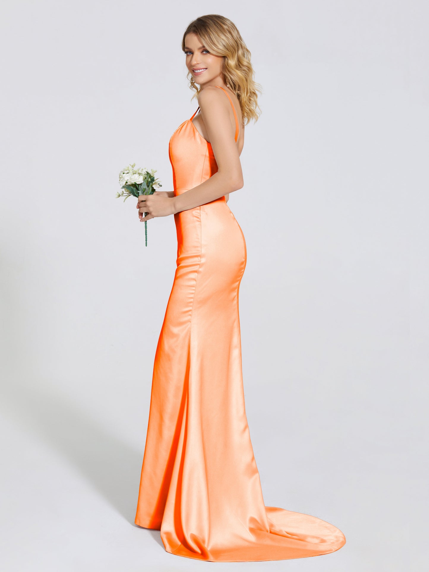 Joanna Straps Trumpet Soft Satin Bridesmaid Dress