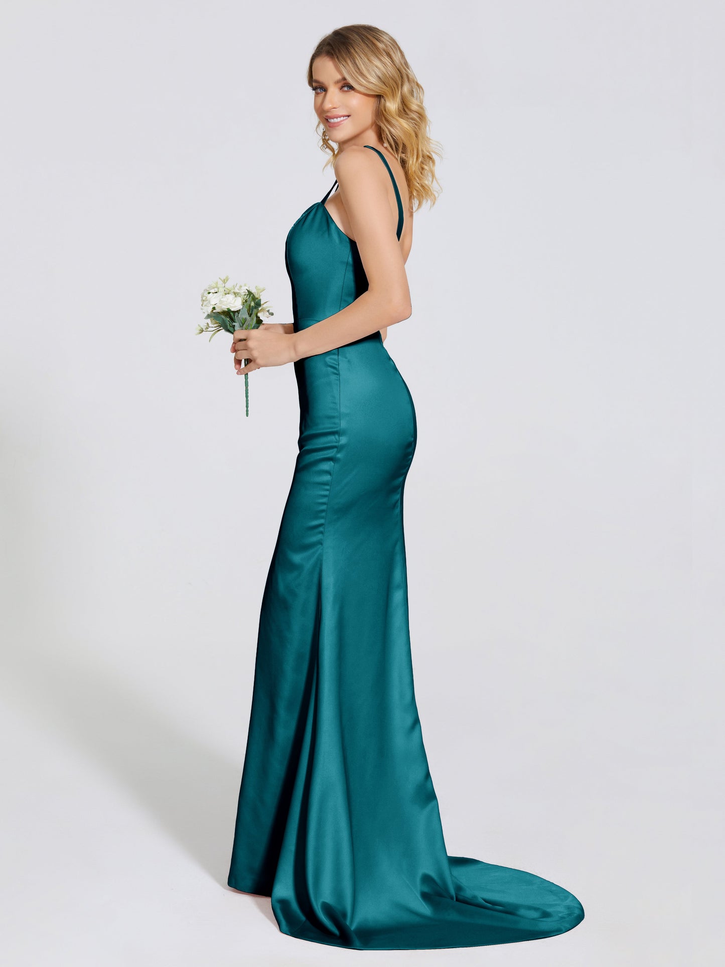 Joanna Straps Trumpet Soft Satin Bridesmaid Dress