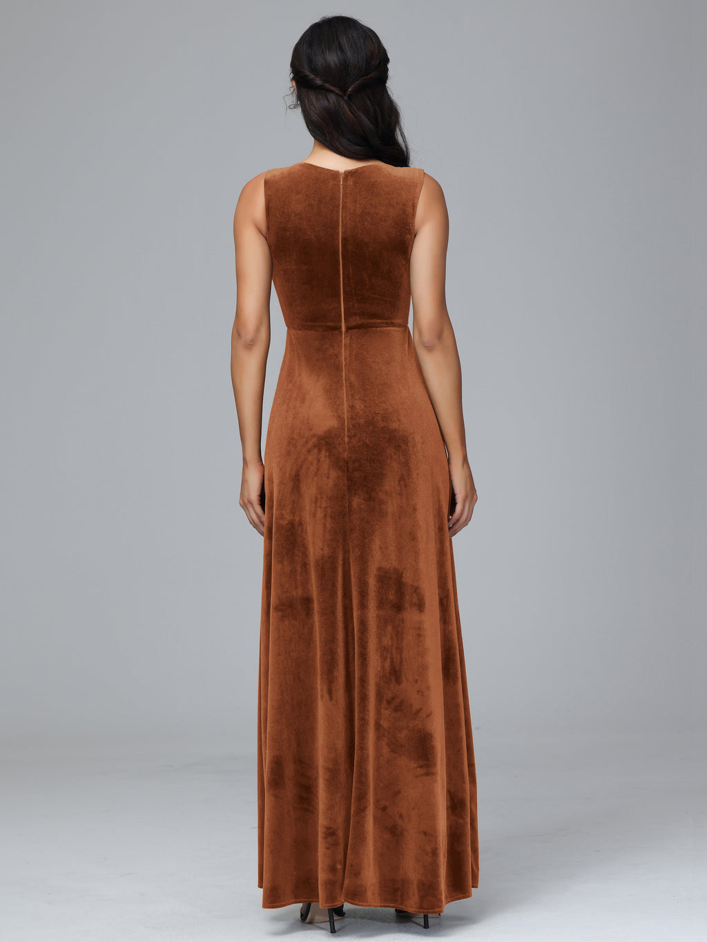 Straps V Neck Plus Size Bridesmaid Dress With Slit