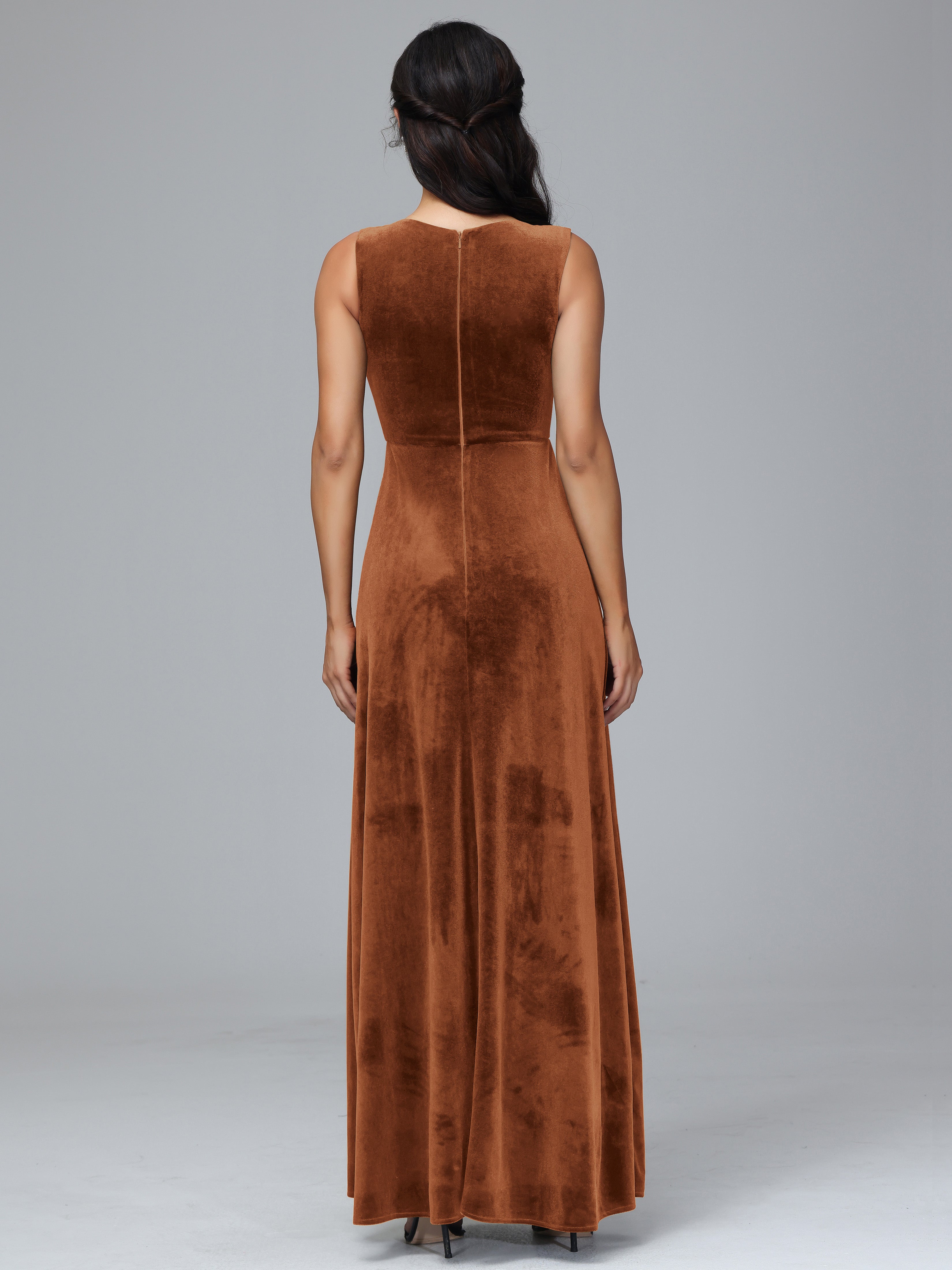 Straps V Neck Plus Size Bridesmaid Dress With Slit