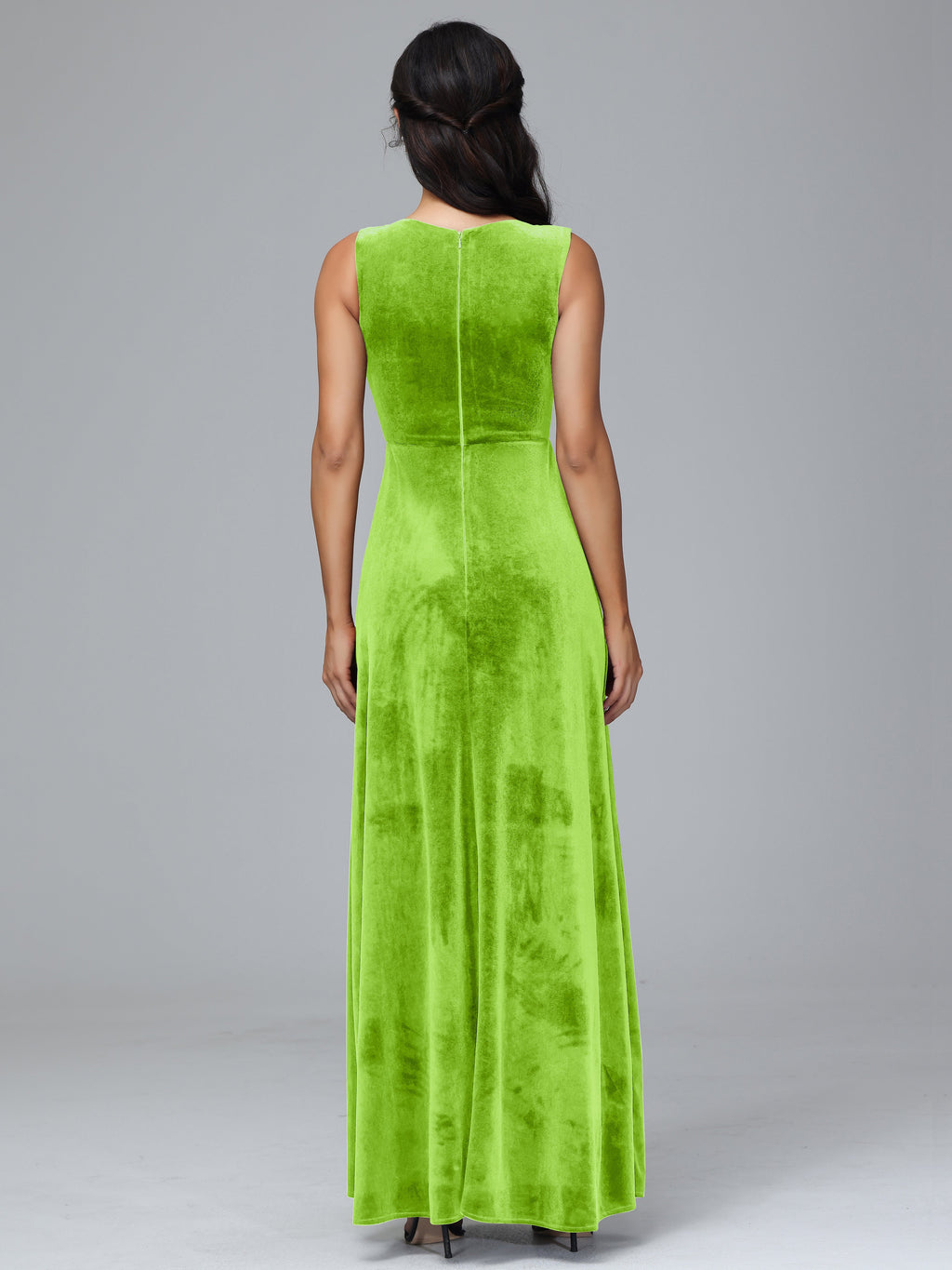 Straps V Neck Plus Size Bridesmaid Dress With Slit
