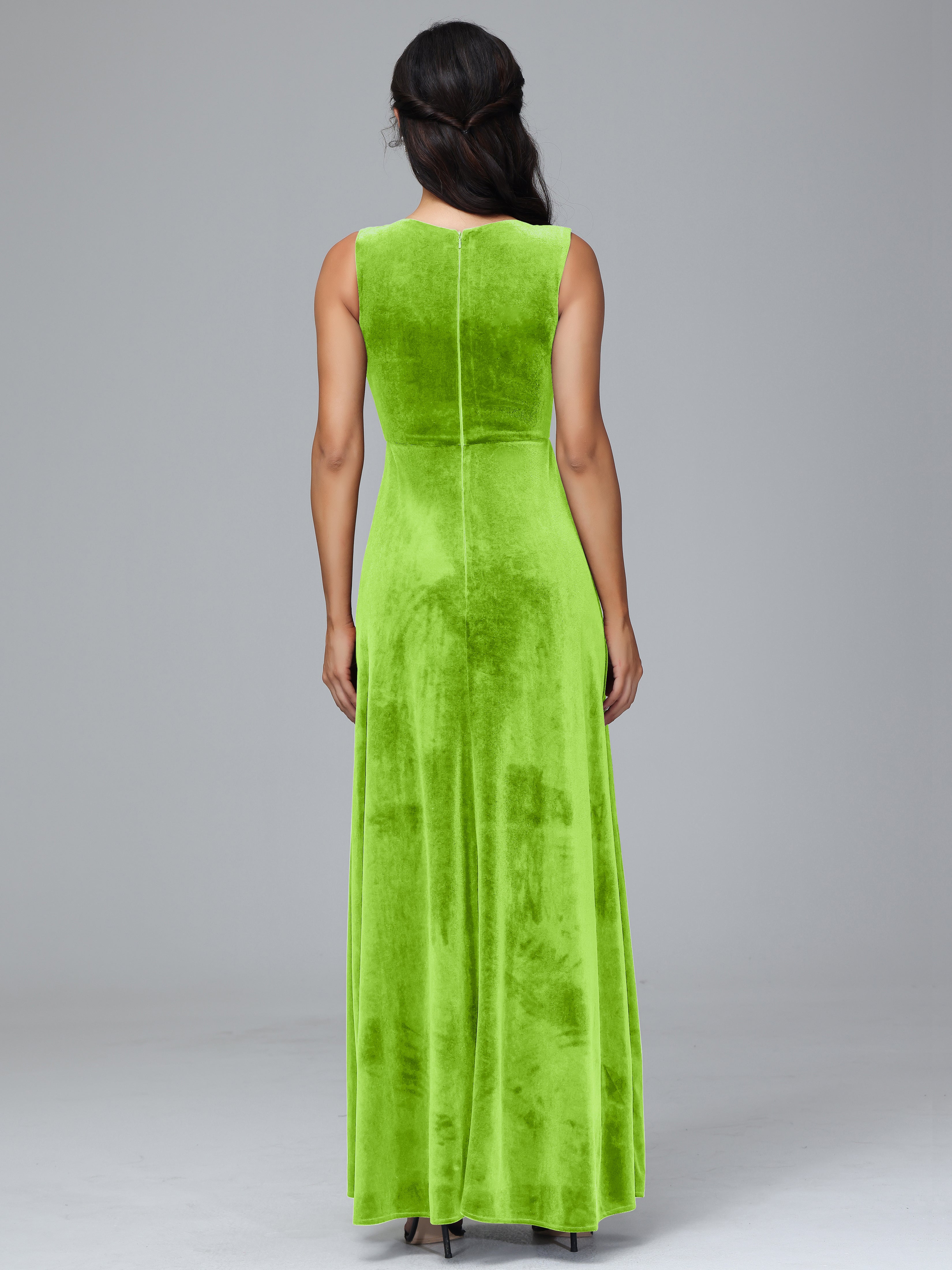 Straps V Neck Plus Size Bridesmaid Dress With Slit