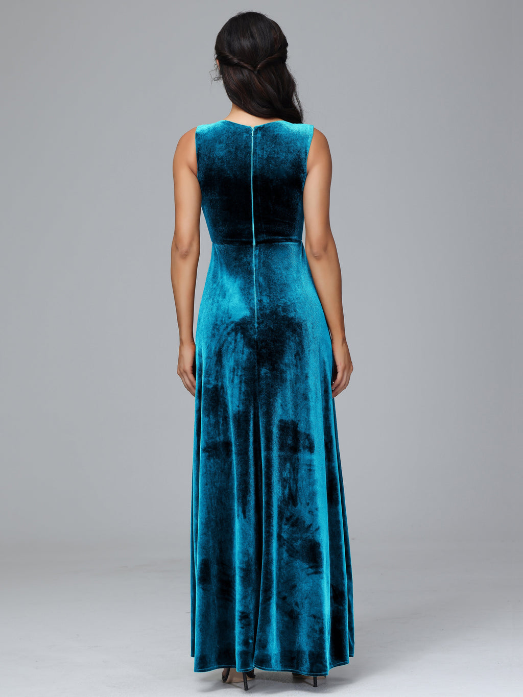 Straps V Neck Plus Size Bridesmaid Dress With Slit