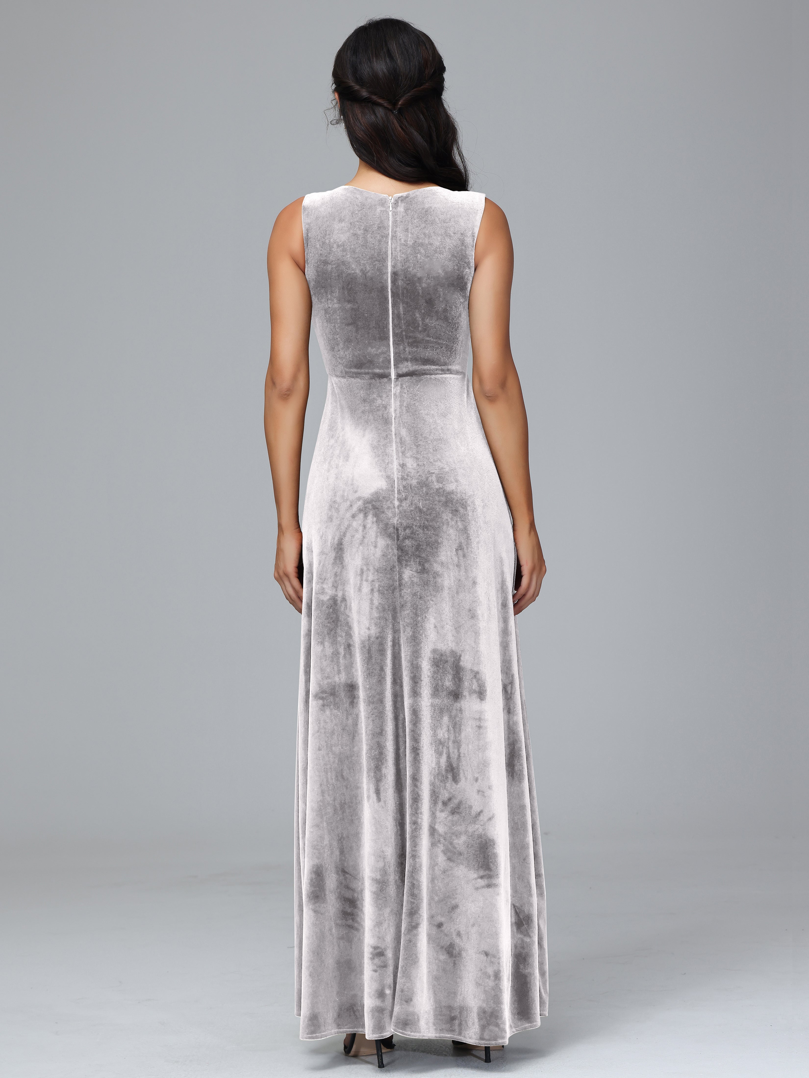 Straps V Neck Plus Size Bridesmaid Dress With Slit
