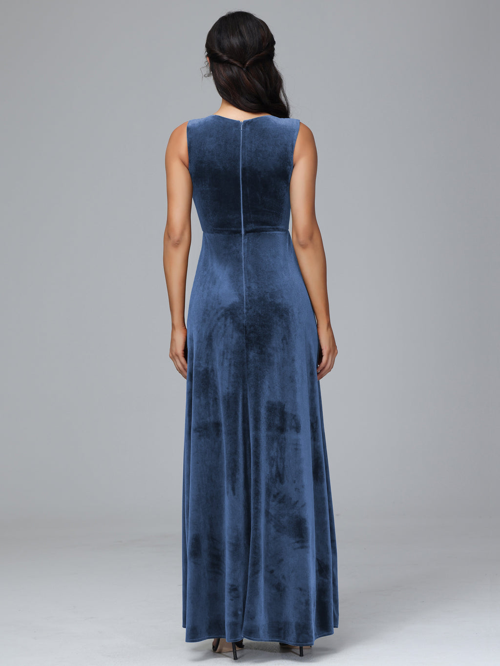Straps V Neck Plus Size Bridesmaid Dress With Slit