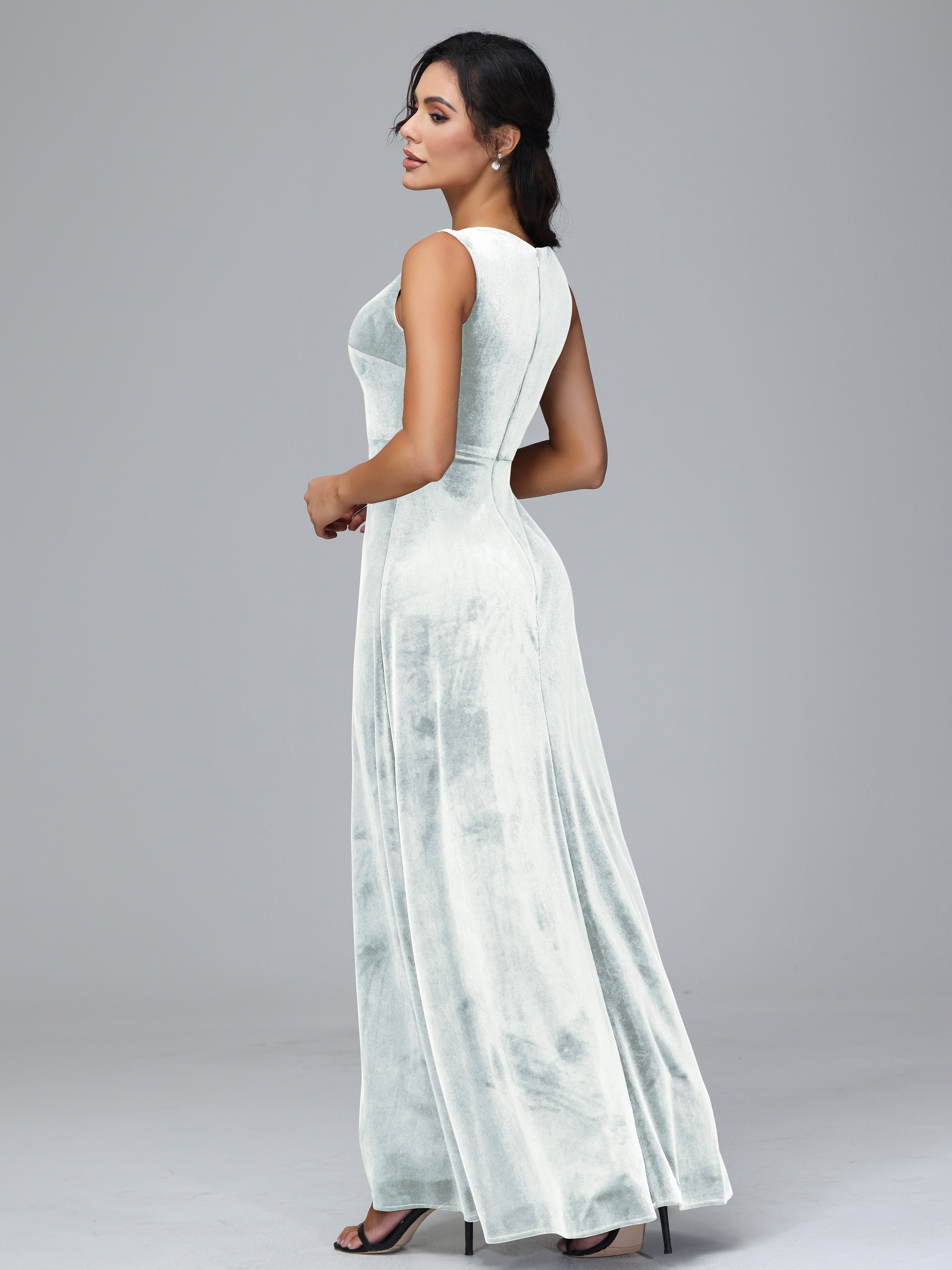 Straps V Neck Plus Size Bridesmaid Dress With Slit